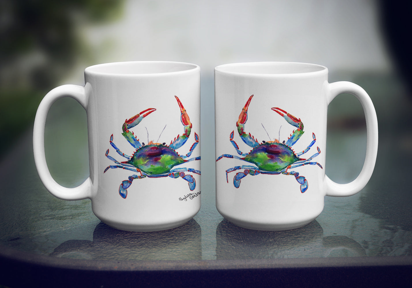 Bright Blue Crab Coffee Mug 15 oz  the-store.com.