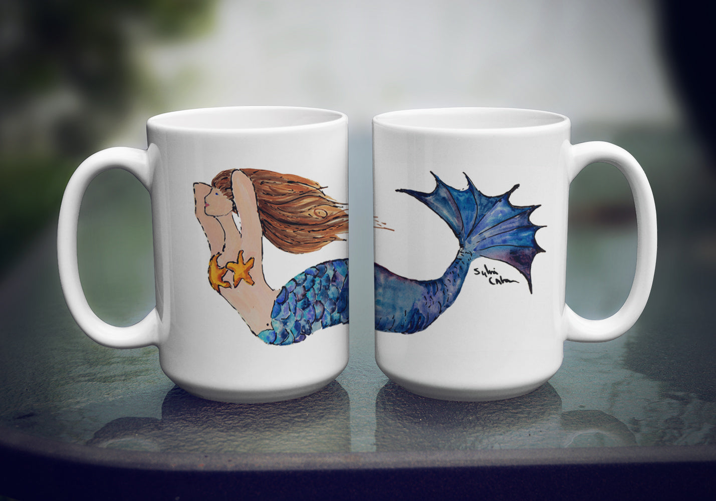 Brunette Mermaid Coffee Mug 15 oz  the-store.com.