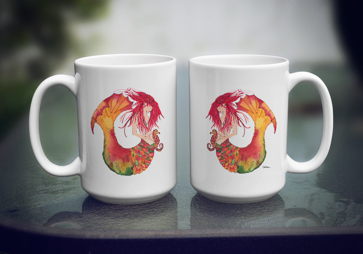 Red Haired Mermaid Coffee Mug 15 oz  the-store.com.