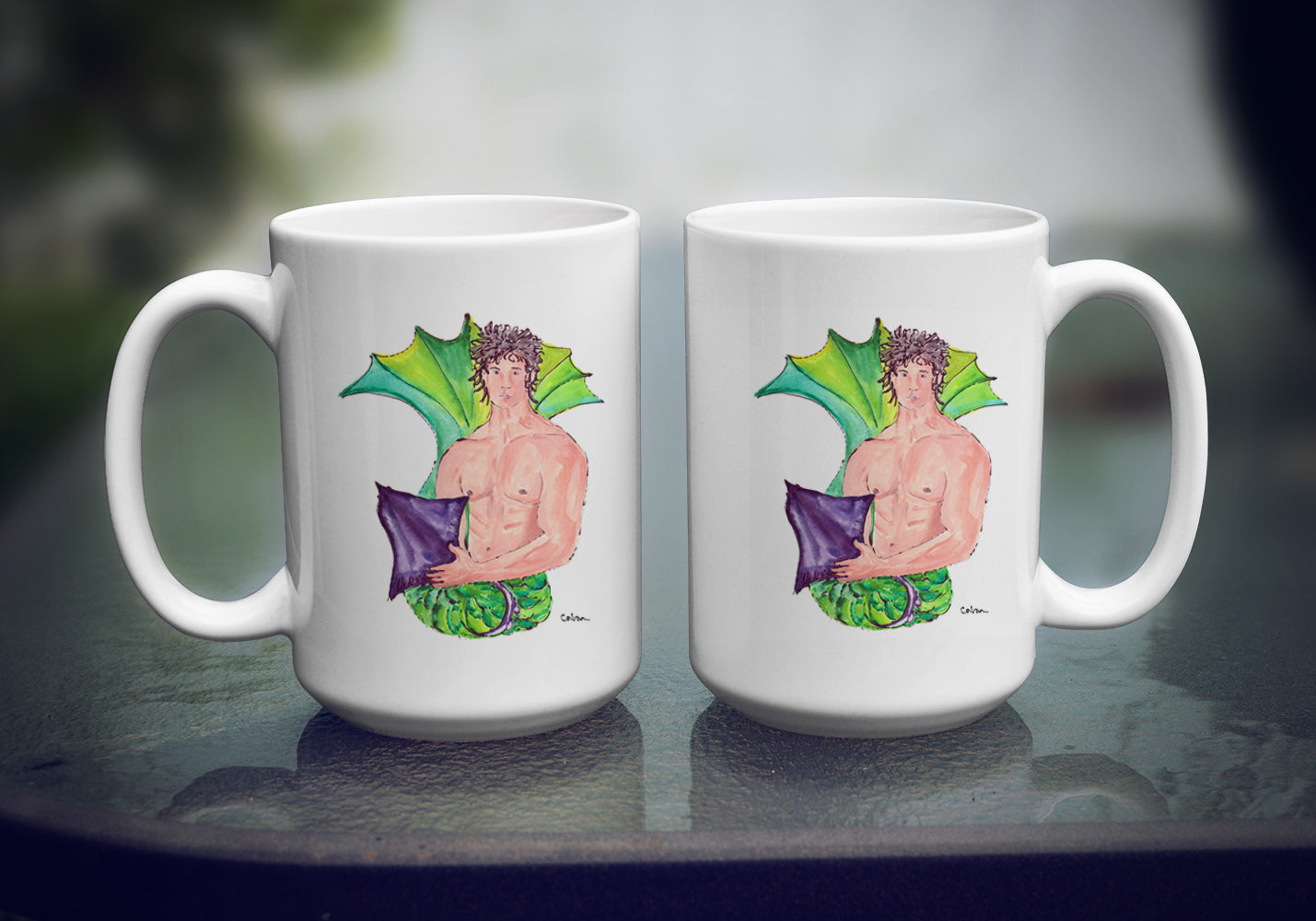 Black Haired Merman Coffee Mug 15 oz  the-store.com.