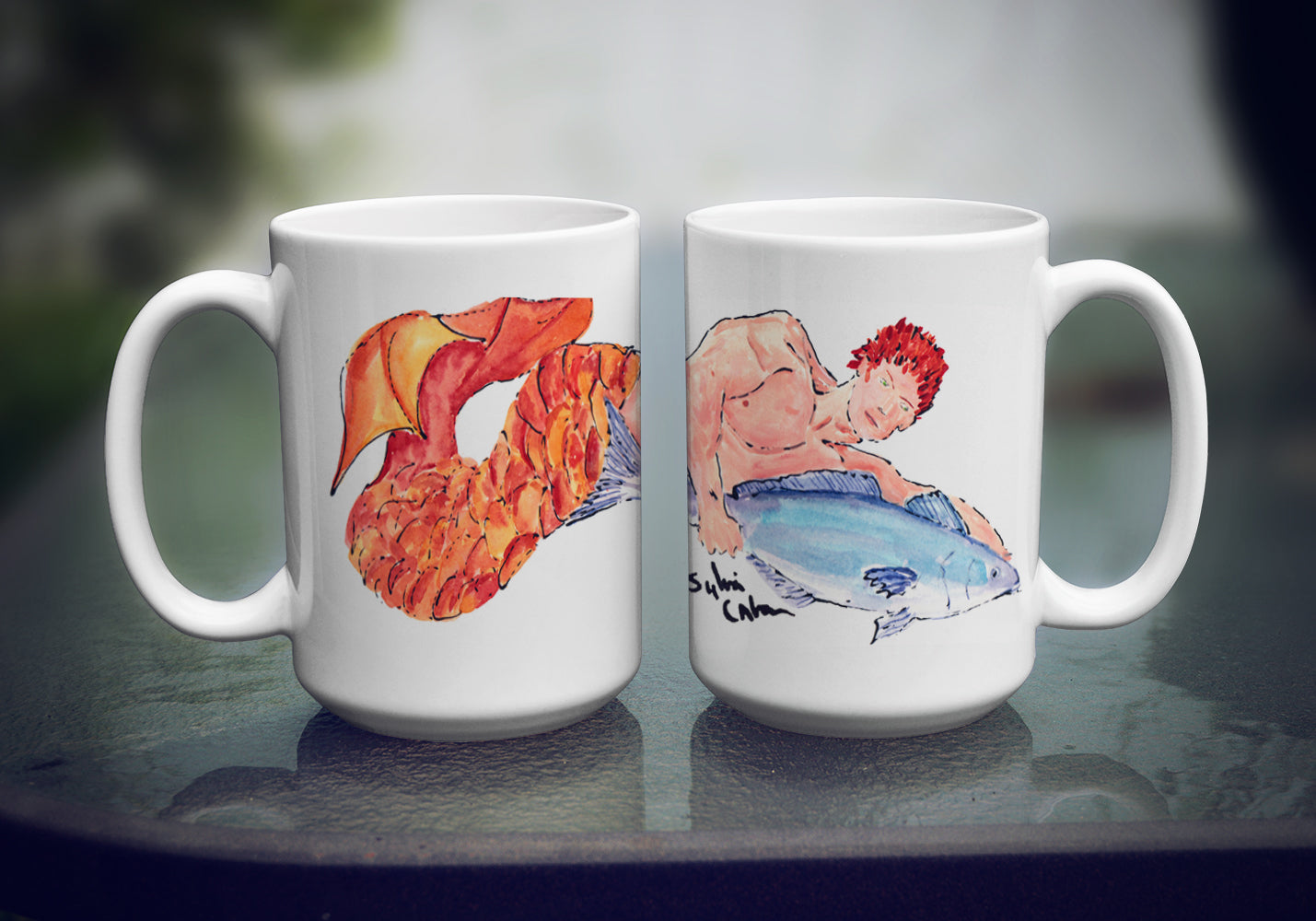 Red Haired Merman Coffee Mug 15 oz  the-store.com.