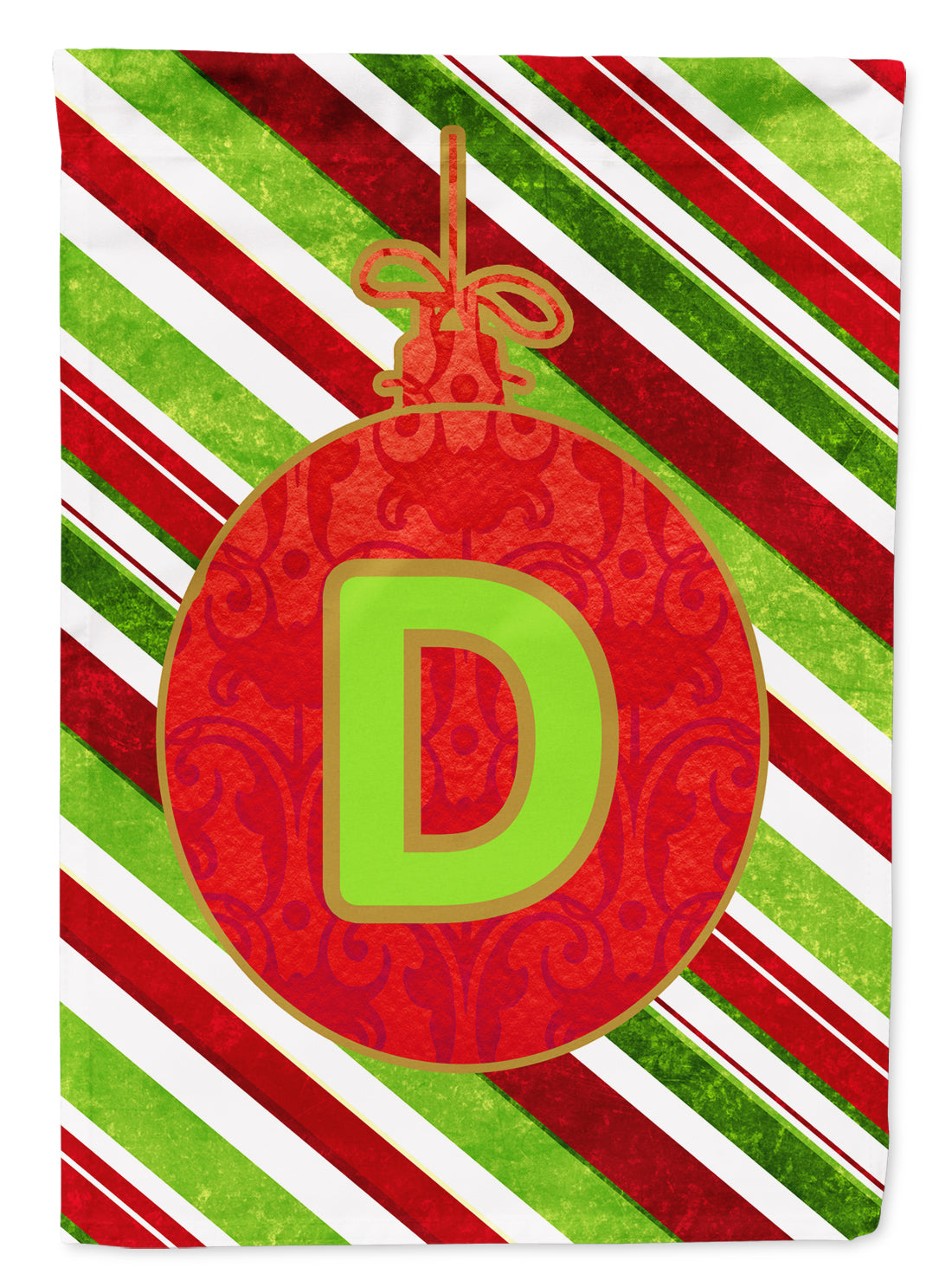 Christmas Oranment Holiday Letter D Monogram Initial Flag  House Size