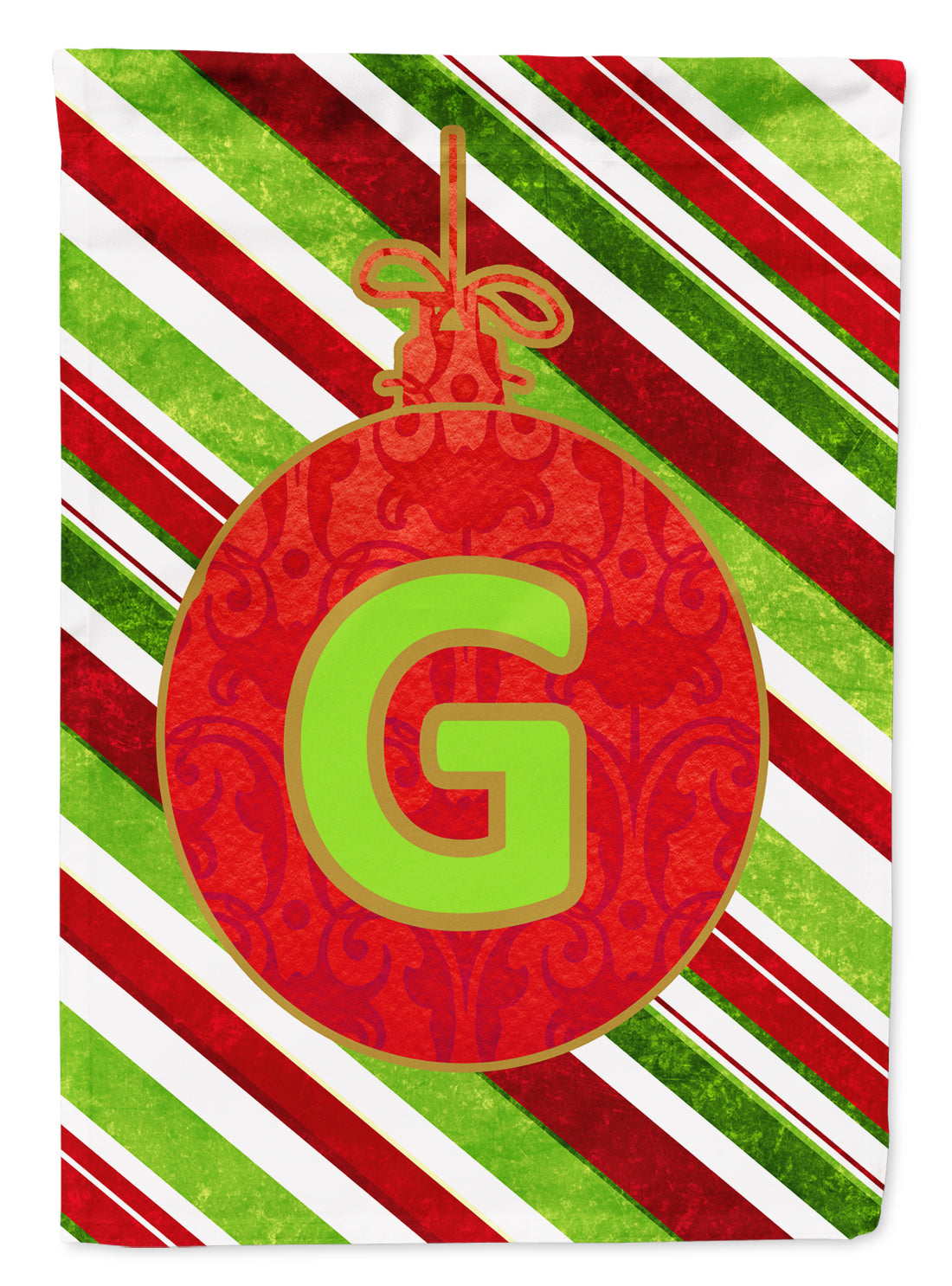 Christmas Oranment Holiday Letter G Monogram Initial Flag  House Size