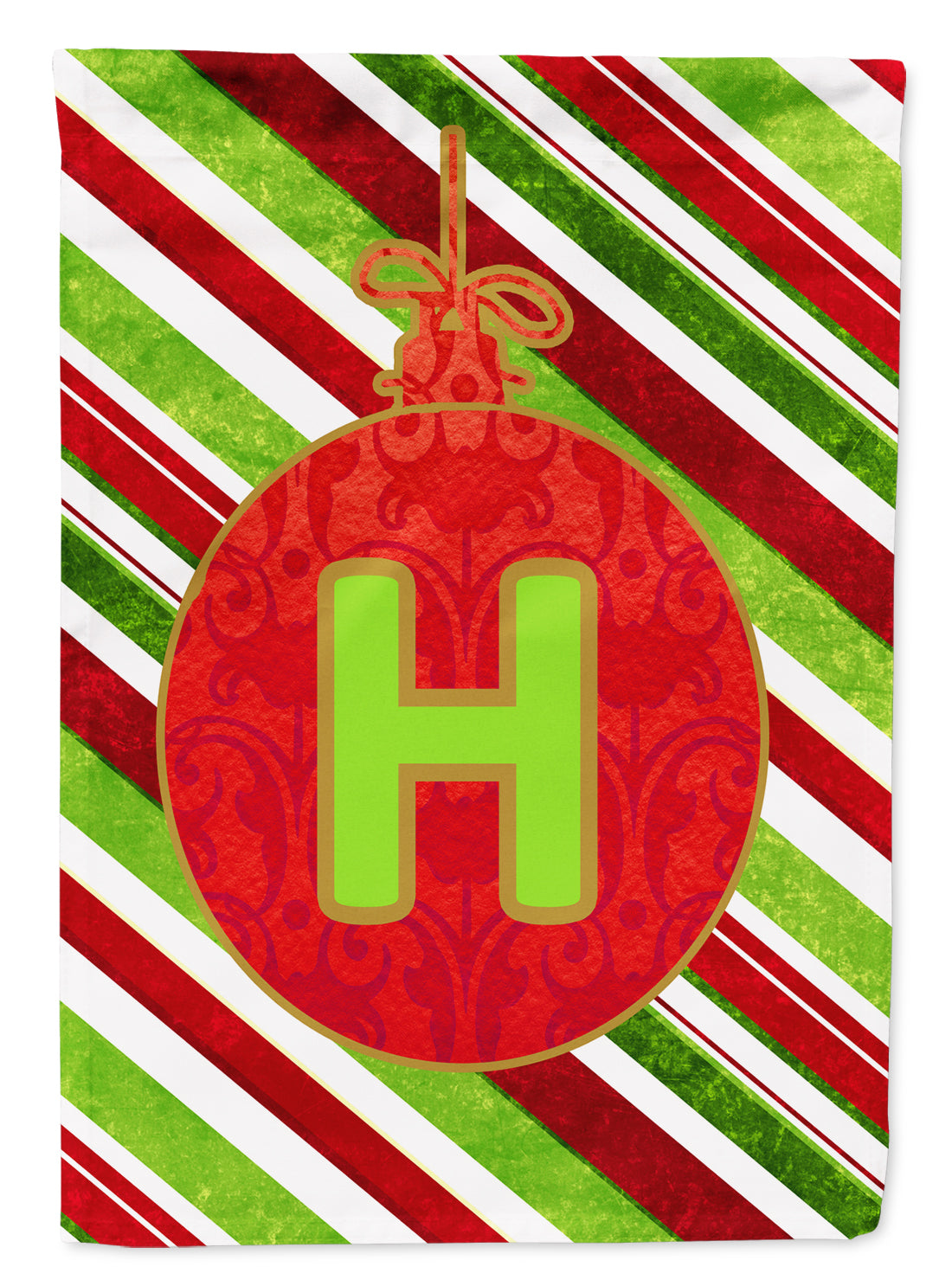 Christmas Oranment Holiday Letter H Monogram Initial Flag Garden Size CJ1039