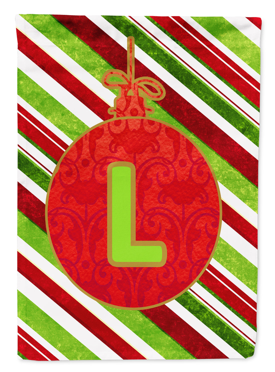 Christmas Oranment Holiday Letter L Monogram Initial Flag  House Size