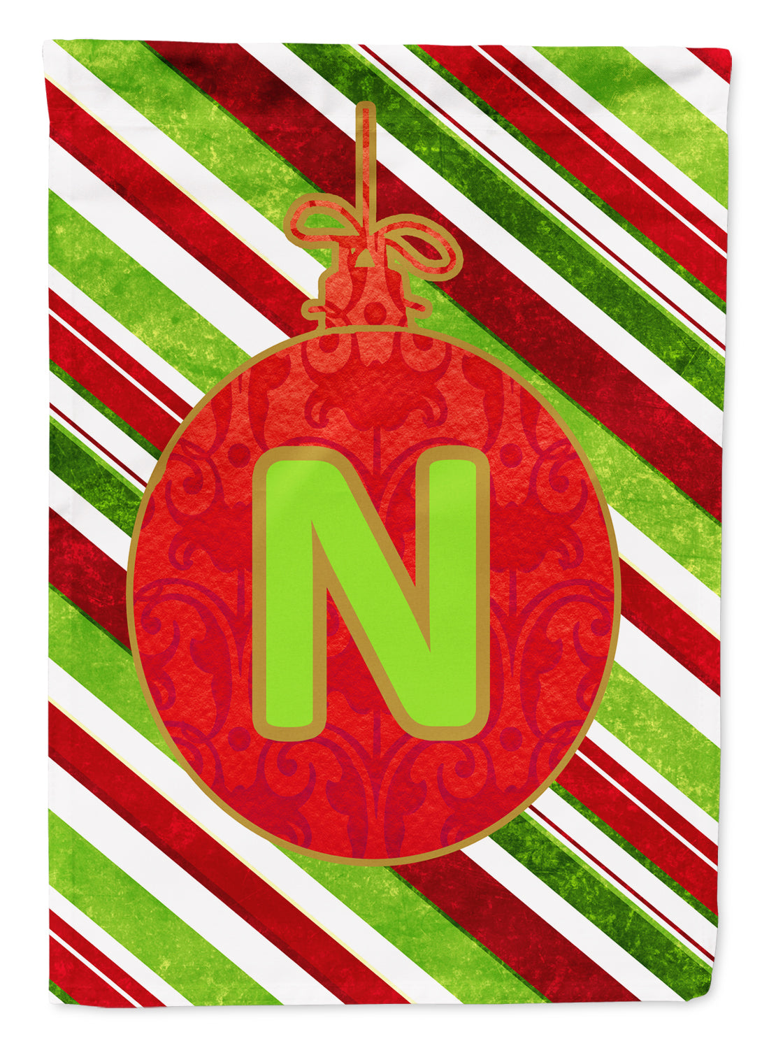 Christmas Oranment Holiday Letter N Monogram Initial Flag  House Size