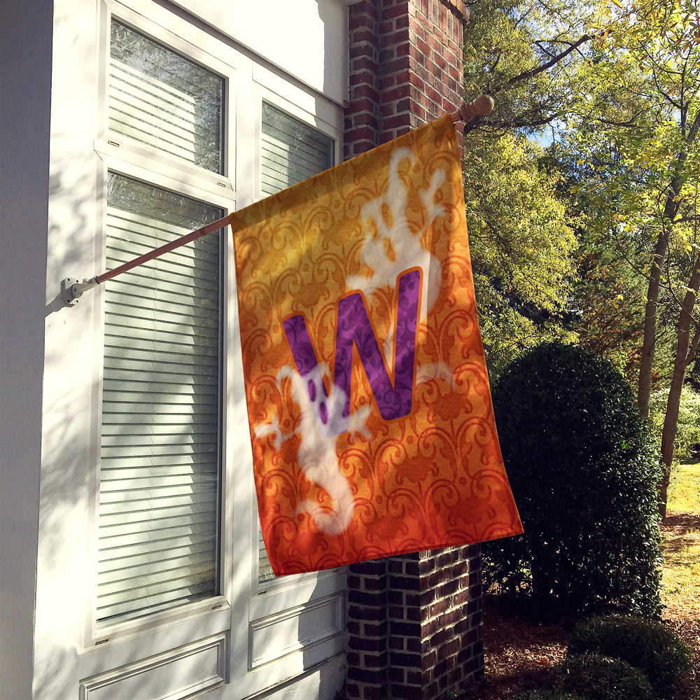 Halloween Ghost Letter W Monogram Initial Flag Canvas House Size