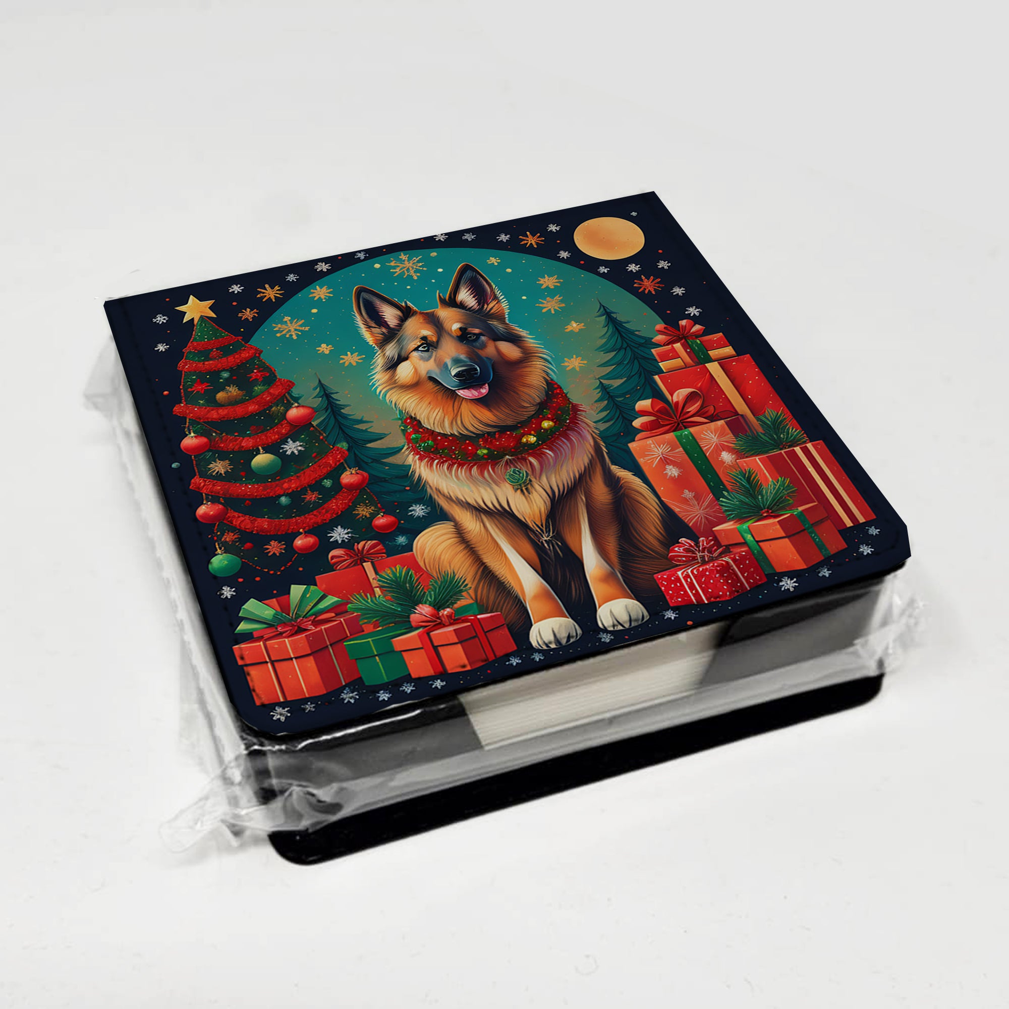 Belgian Tervuren Christmas PU Leather Note Paper Holder