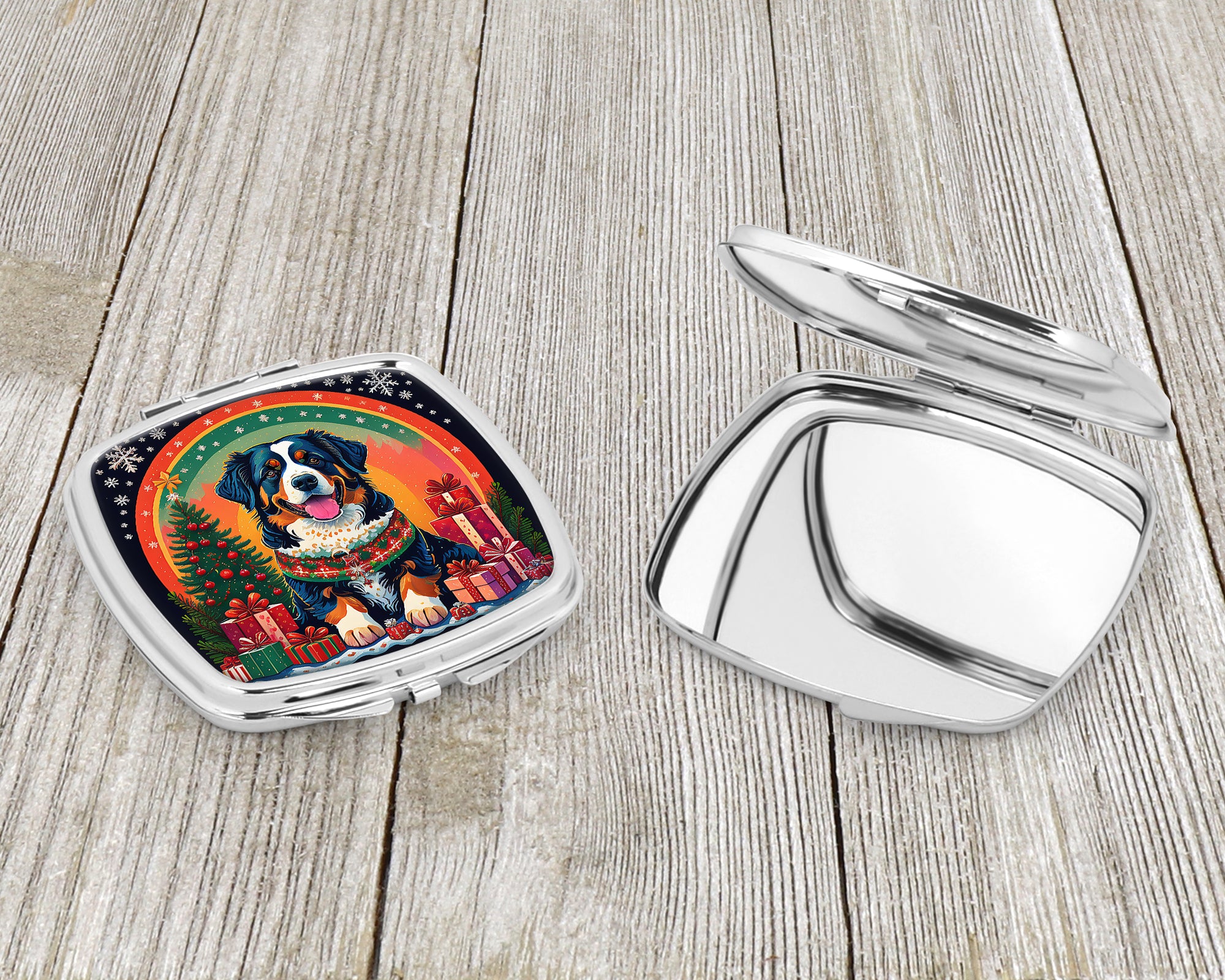 Bernese Mountain Dog Christmas Compact Mirror