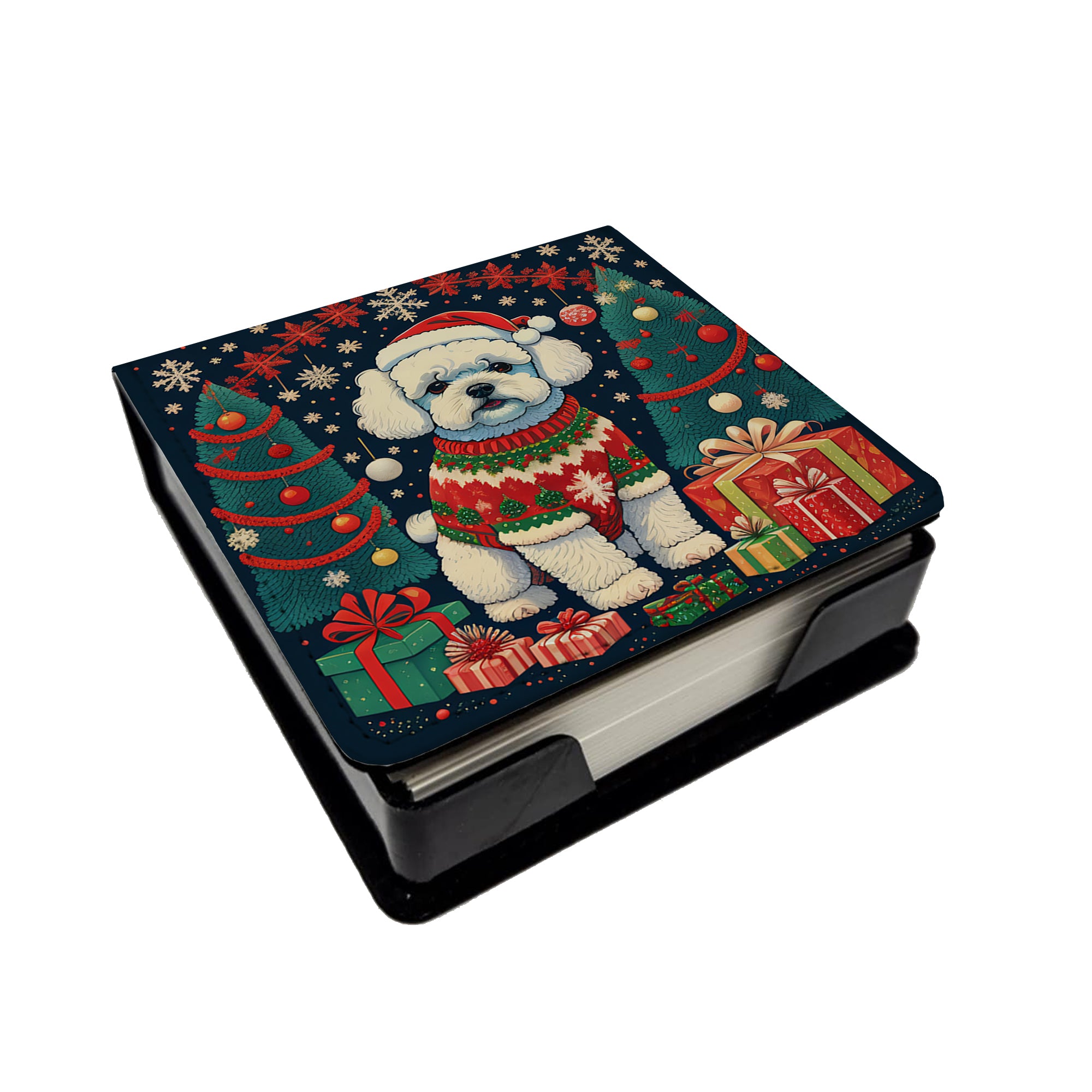 Buy this Bichon Frise Christmas PU Leather Note Paper Holder