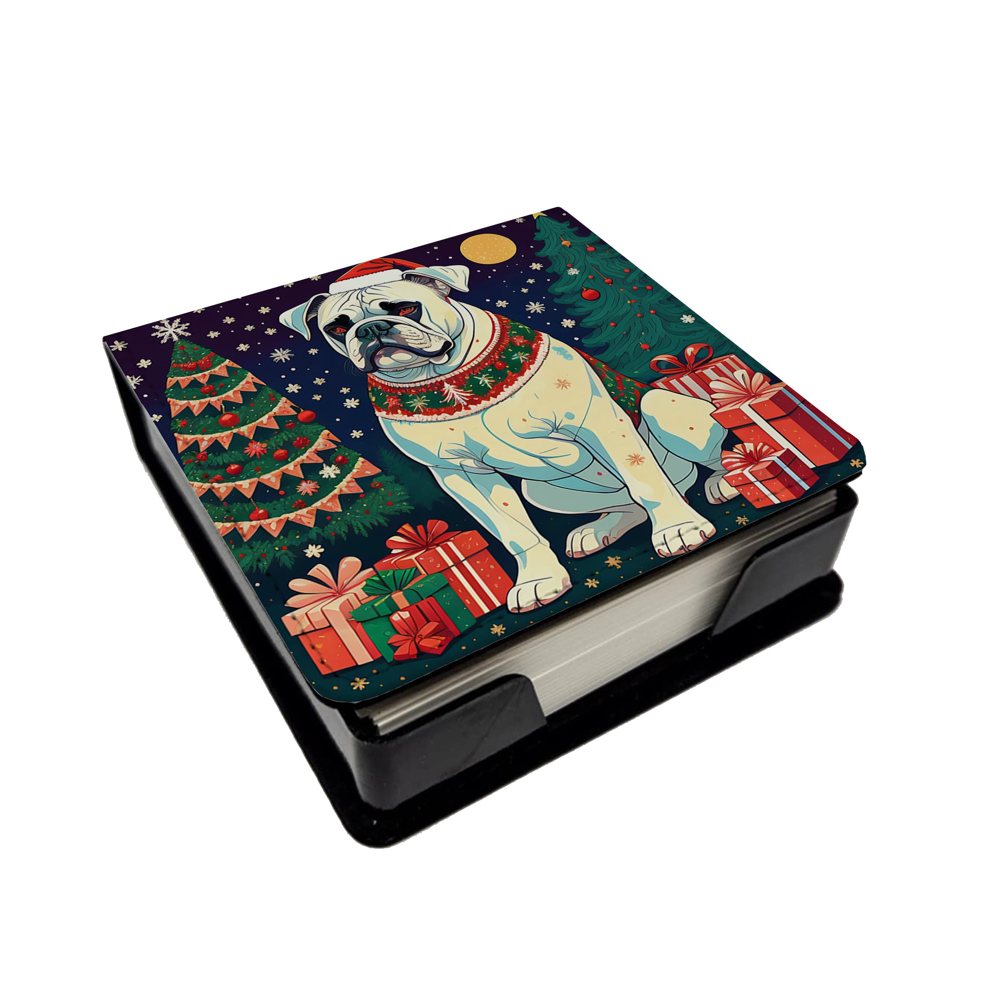 Buy this White Boxer Christmas PU Leather Note Paper Holder