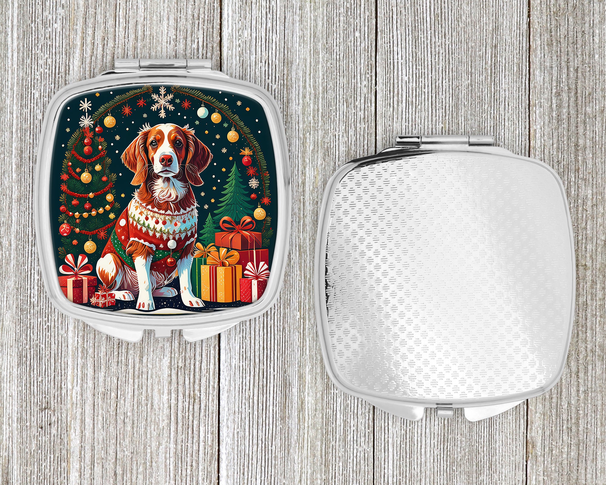 Brittany Spaniel Christmas Compact Mirror