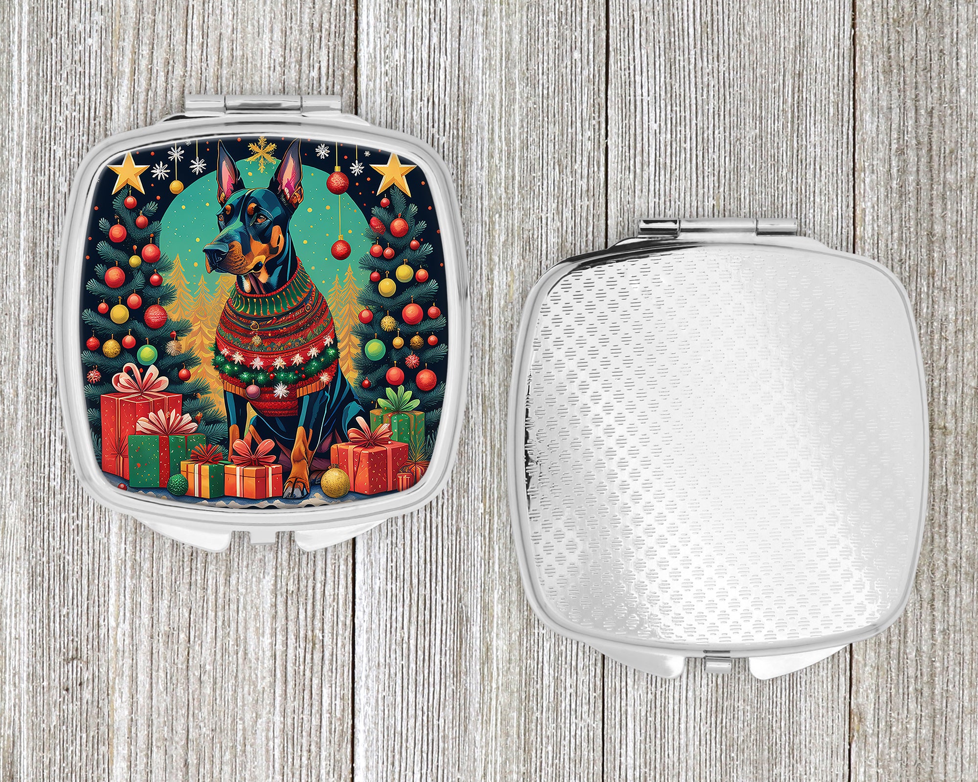 Doberman Pinscher Christmas Compact Mirror