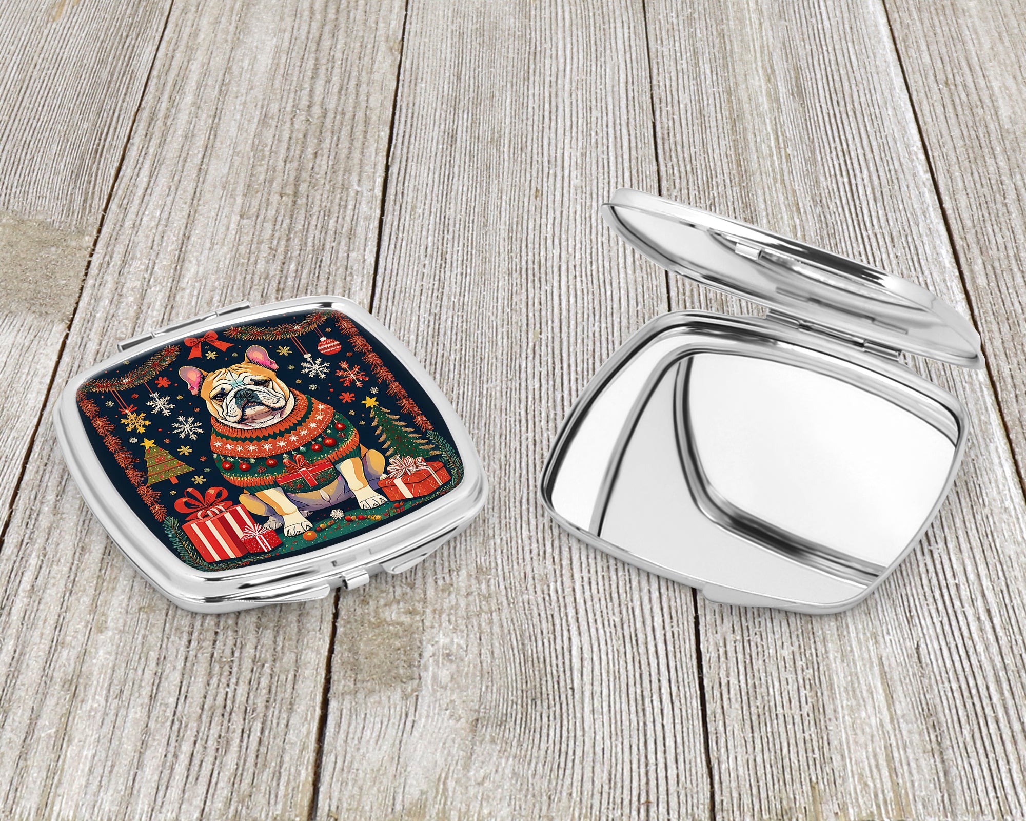 English Bulldog Christmas Compact Mirror