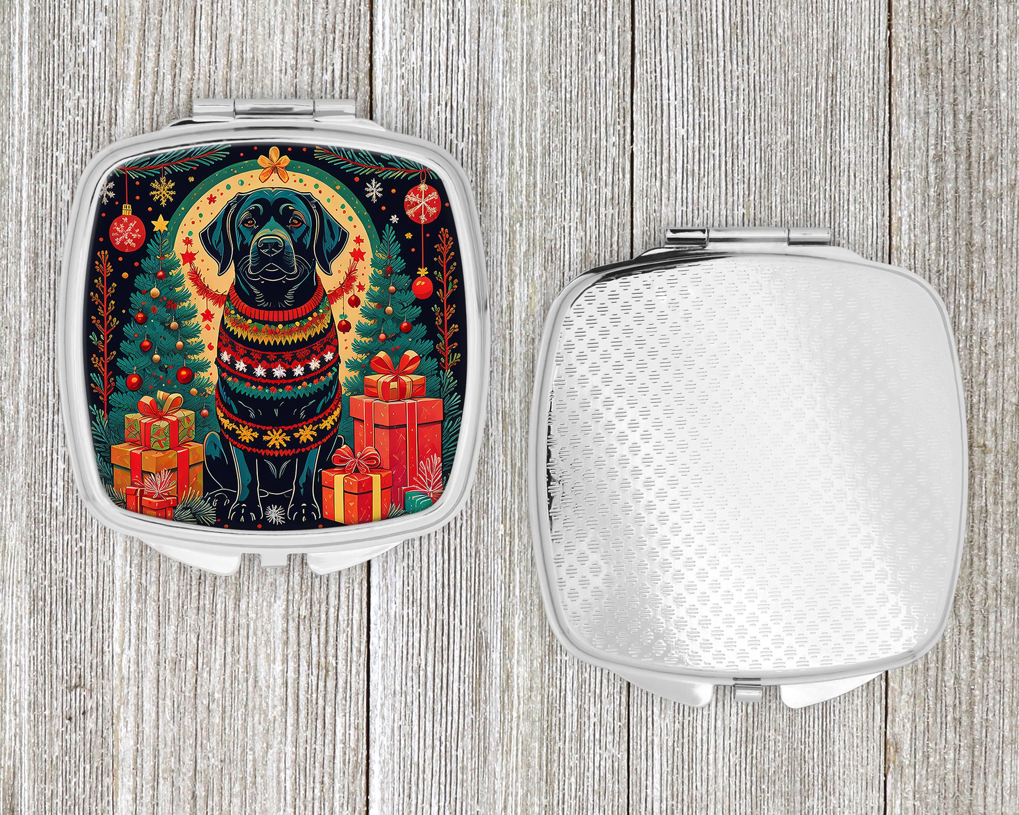 Black Labrador Retriever Christmas Compact Mirror