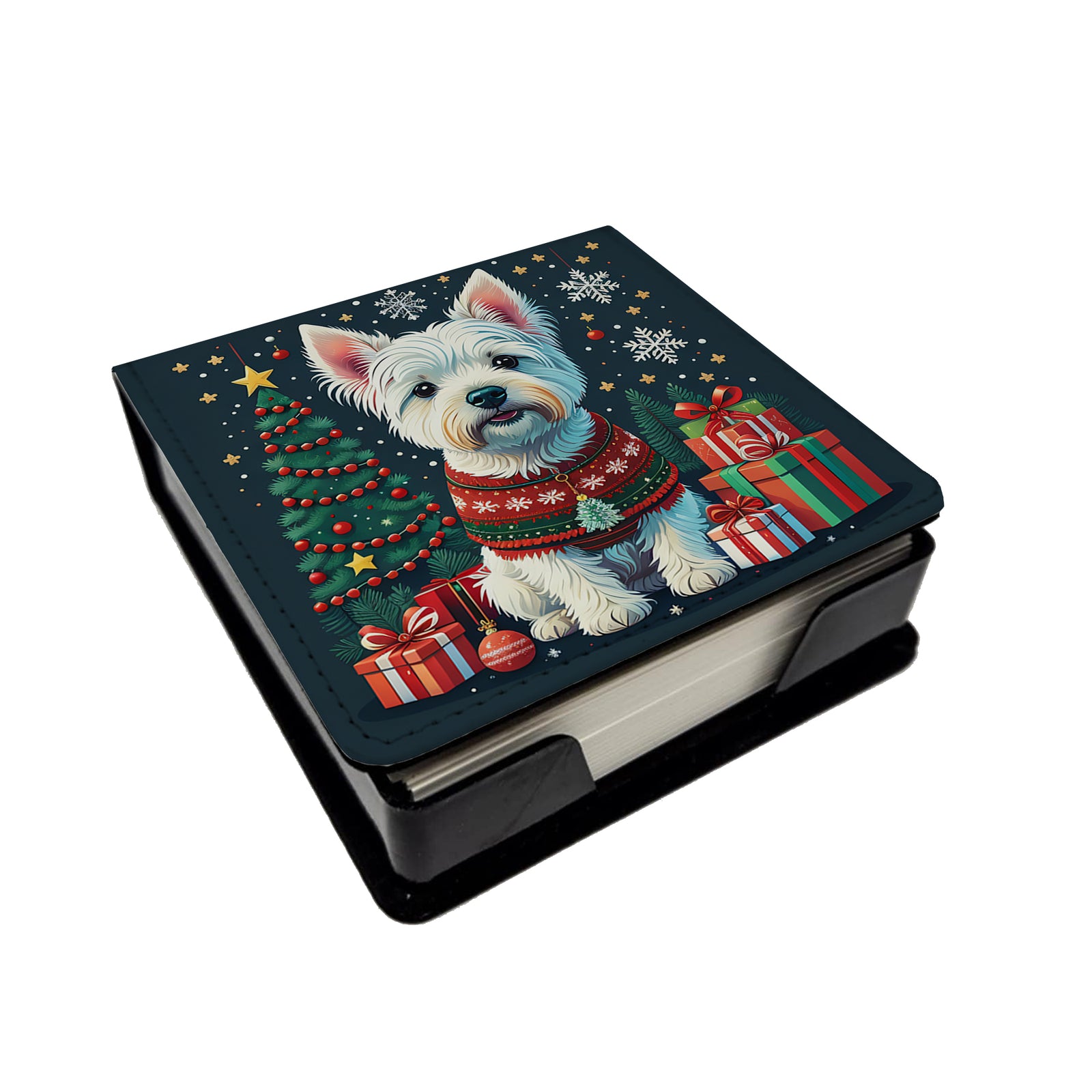 Buy this Westie Christmas PU Leather Note Paper Holder