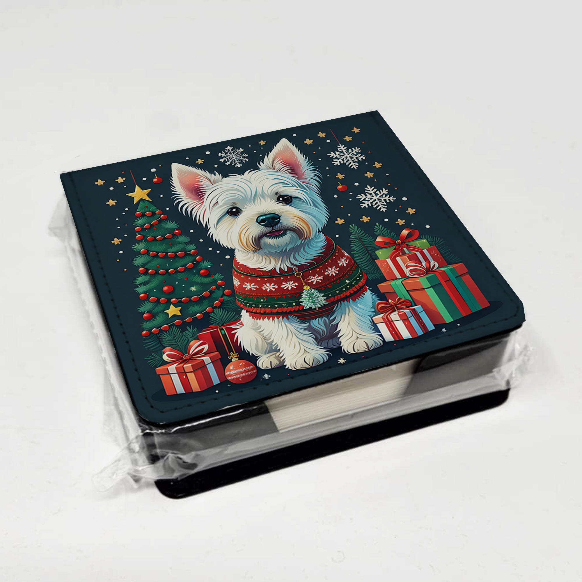 Westie Christmas PU Leather Note Paper Holder