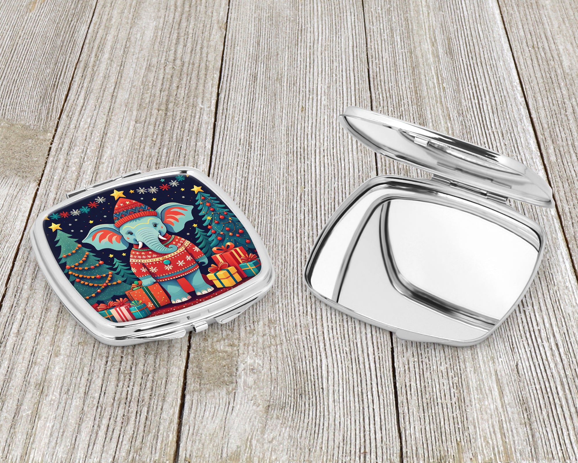 Elephant Christmas Compact Mirror