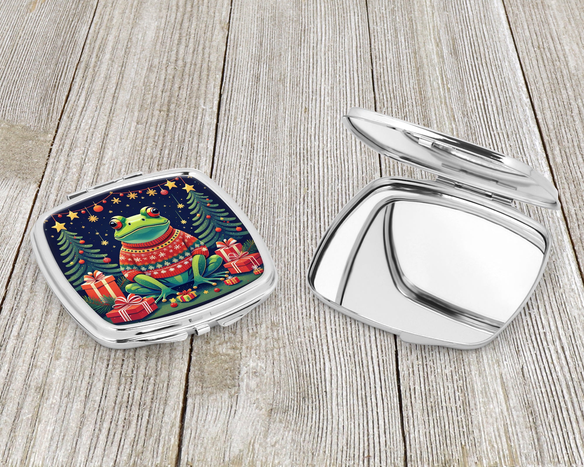 Frog Christmas Compact Mirror