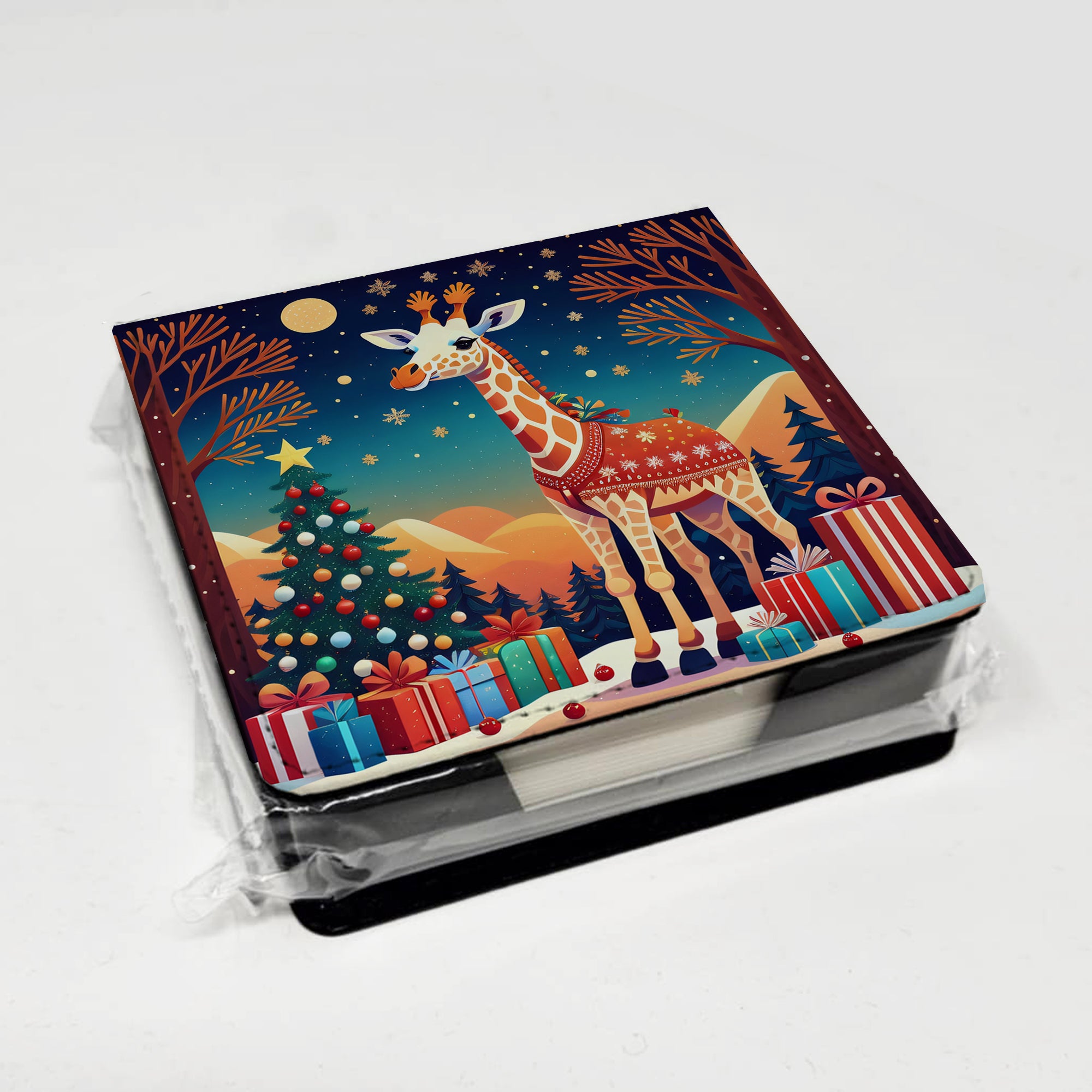 Giraffe Christmas PU Leather Note Paper Holder