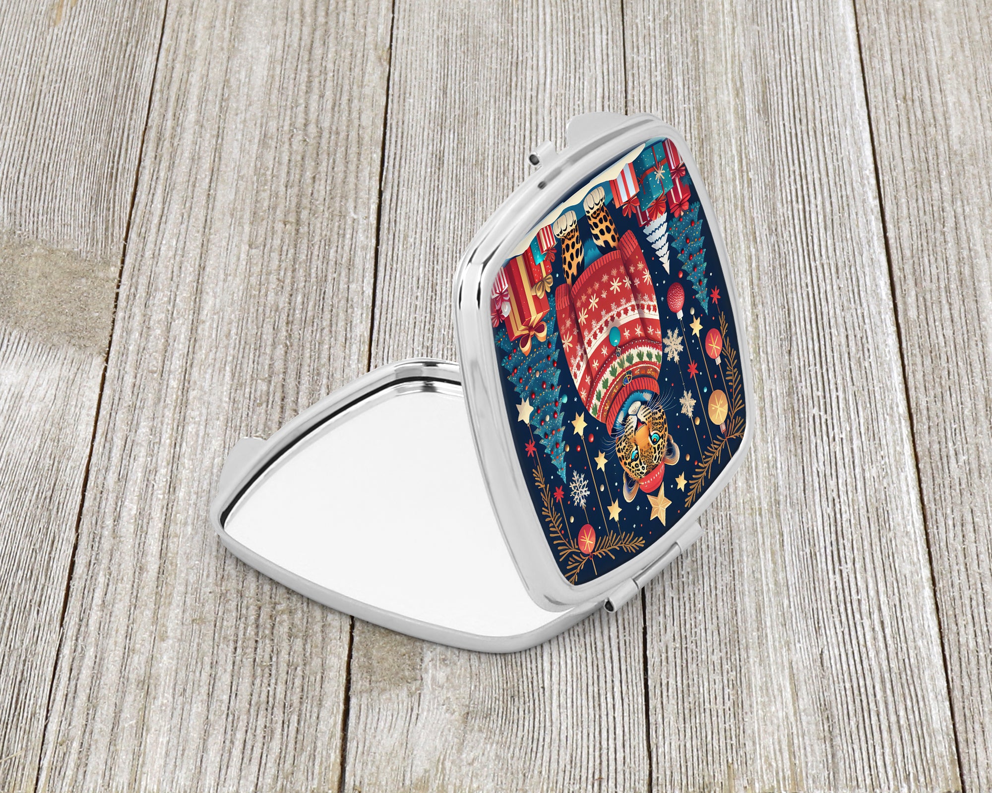 Leopard Christmas Compact Mirror