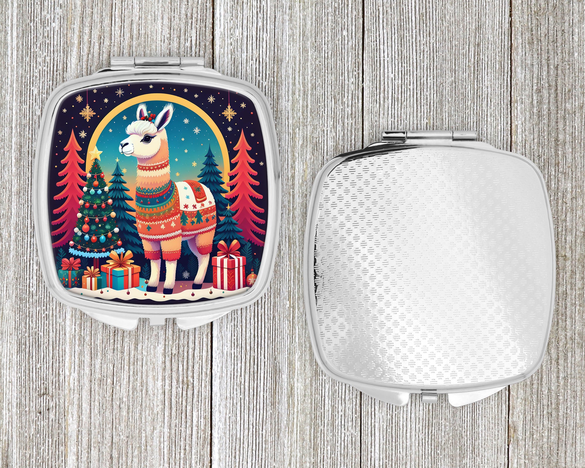 Llama Christmas Compact Mirror