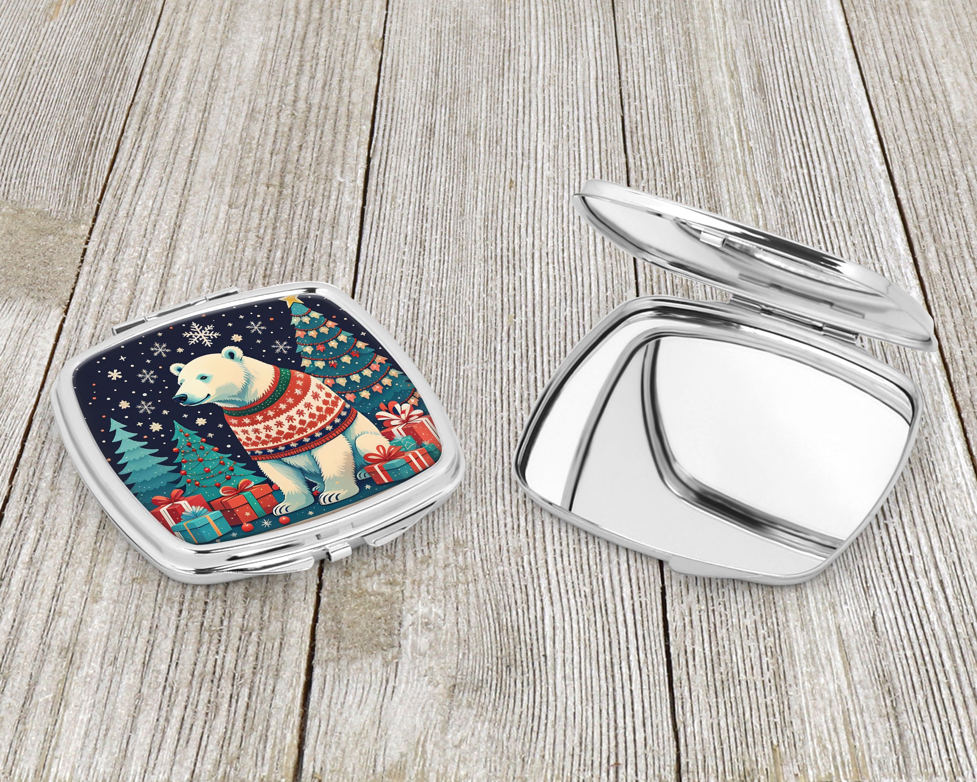 Polar Bear Christmas Compact Mirror