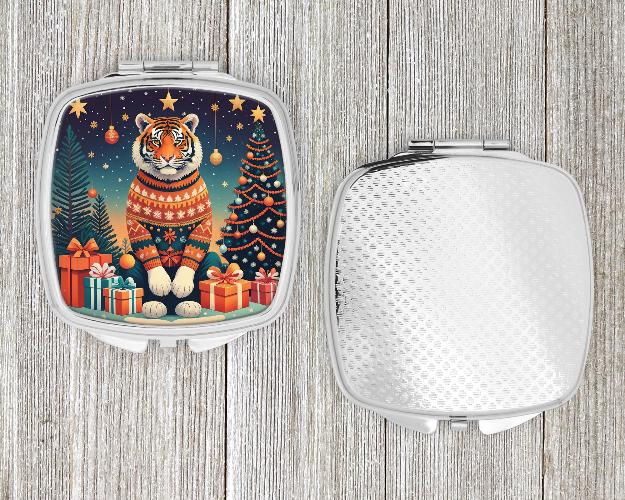 Tiger Christmas Compact Mirror