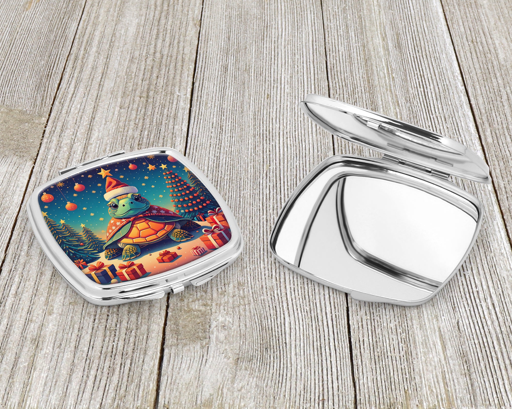 Turtle Christmas Compact Mirror