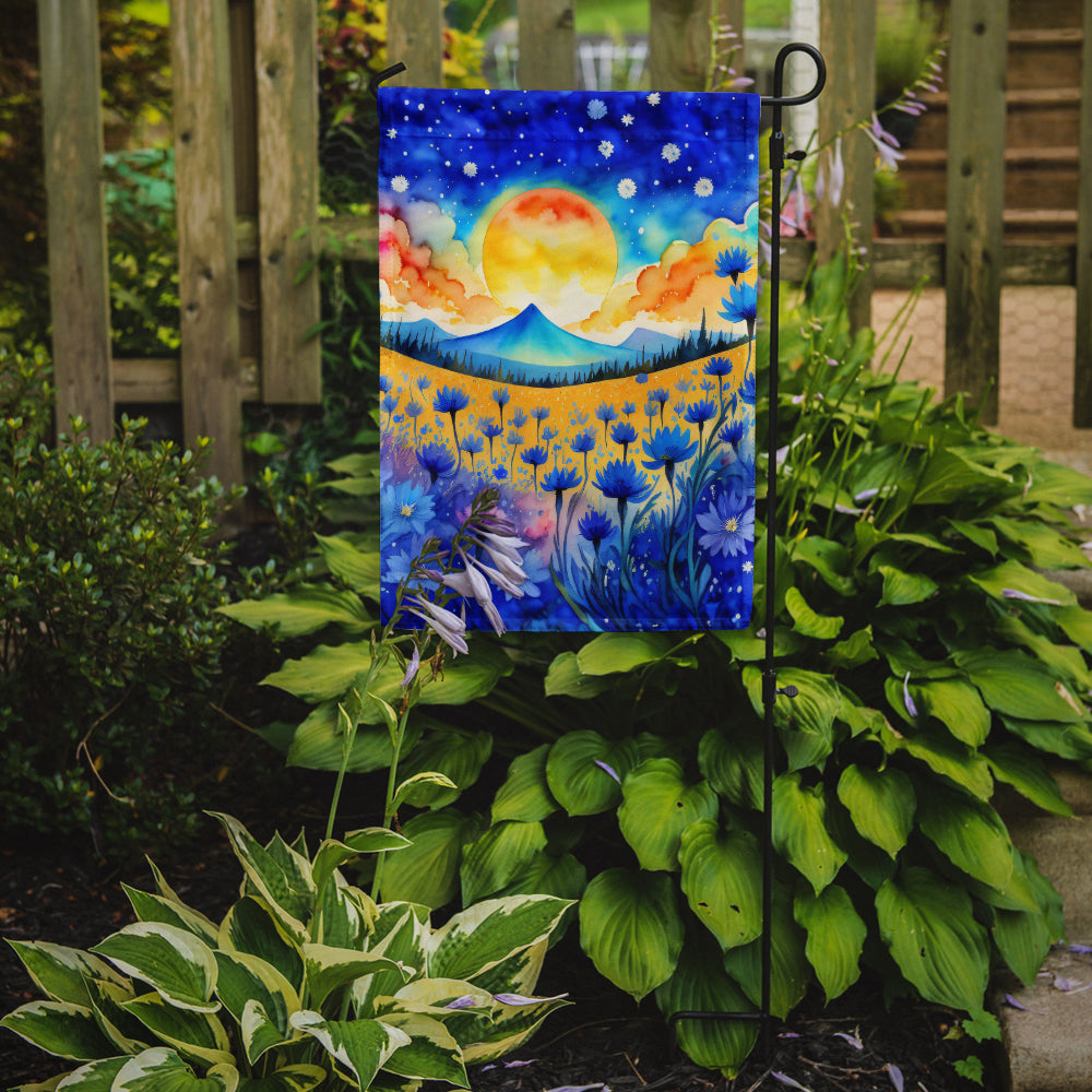 Blue Cornflowers in Color Garden Flag