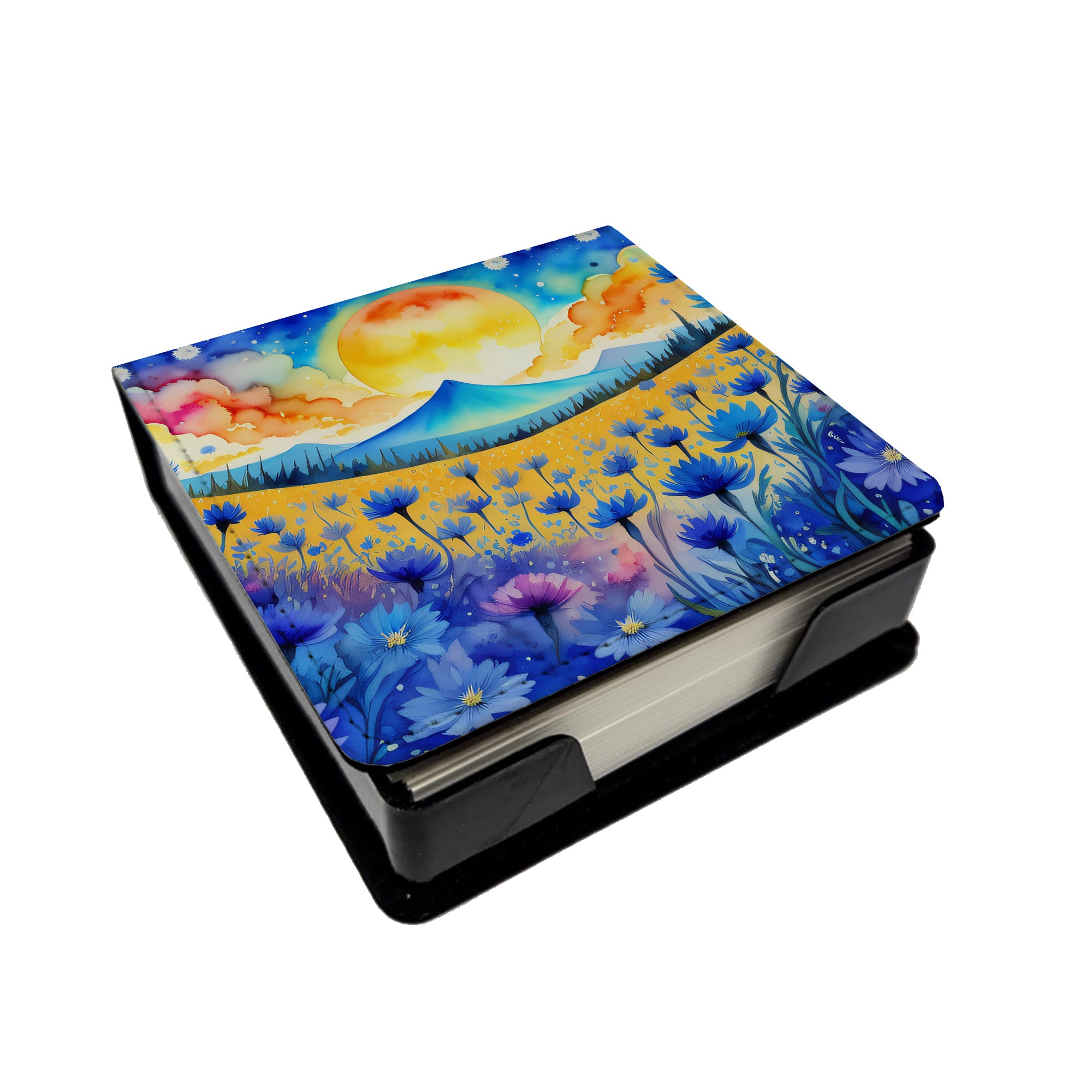 Buy this Blue Cornflowers in Color PU Leather Note Paper Holder