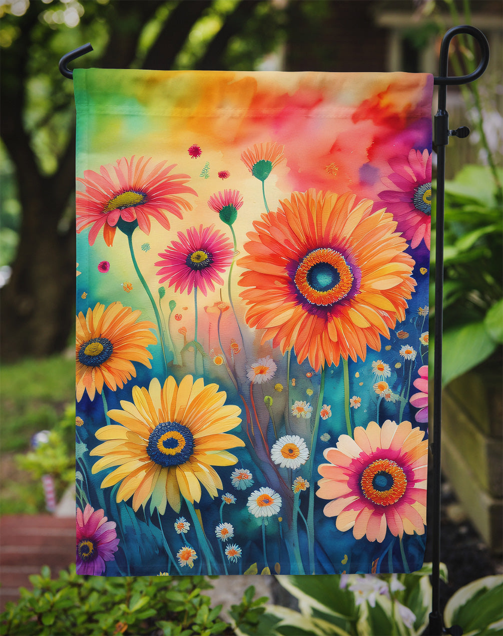 Gerbera Daisies in Color Garden Flag