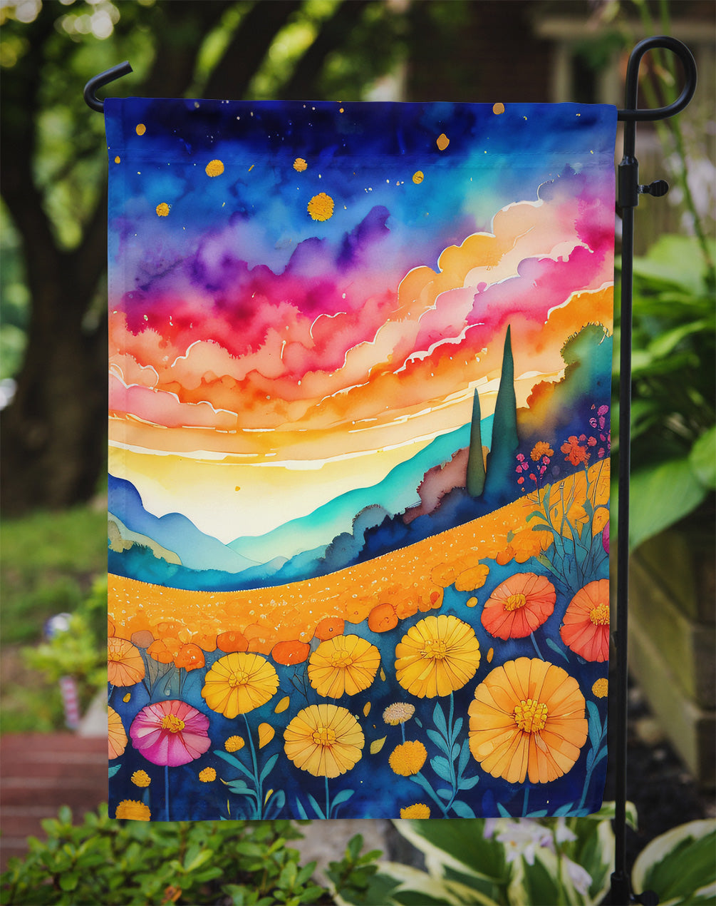 Marigolds in Color Garden Flag