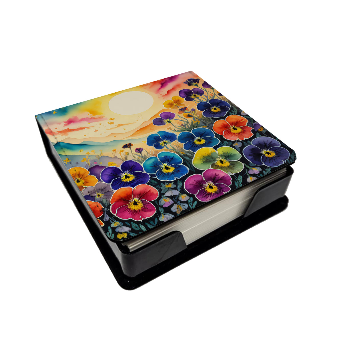 Buy this Pansies in Color PU Leather Note Paper Holder