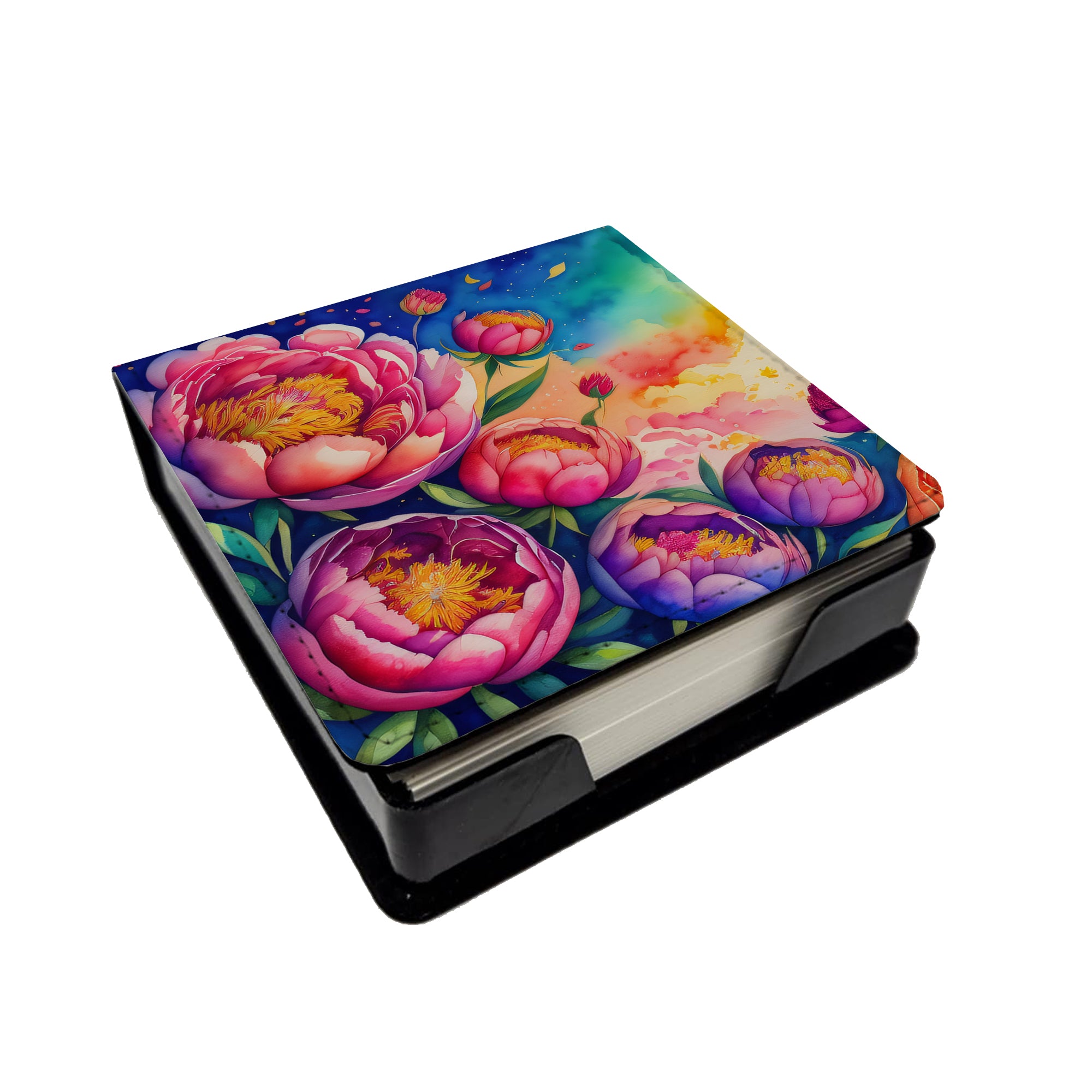 Buy this Peonies in Color PU Leather Note Paper Holder