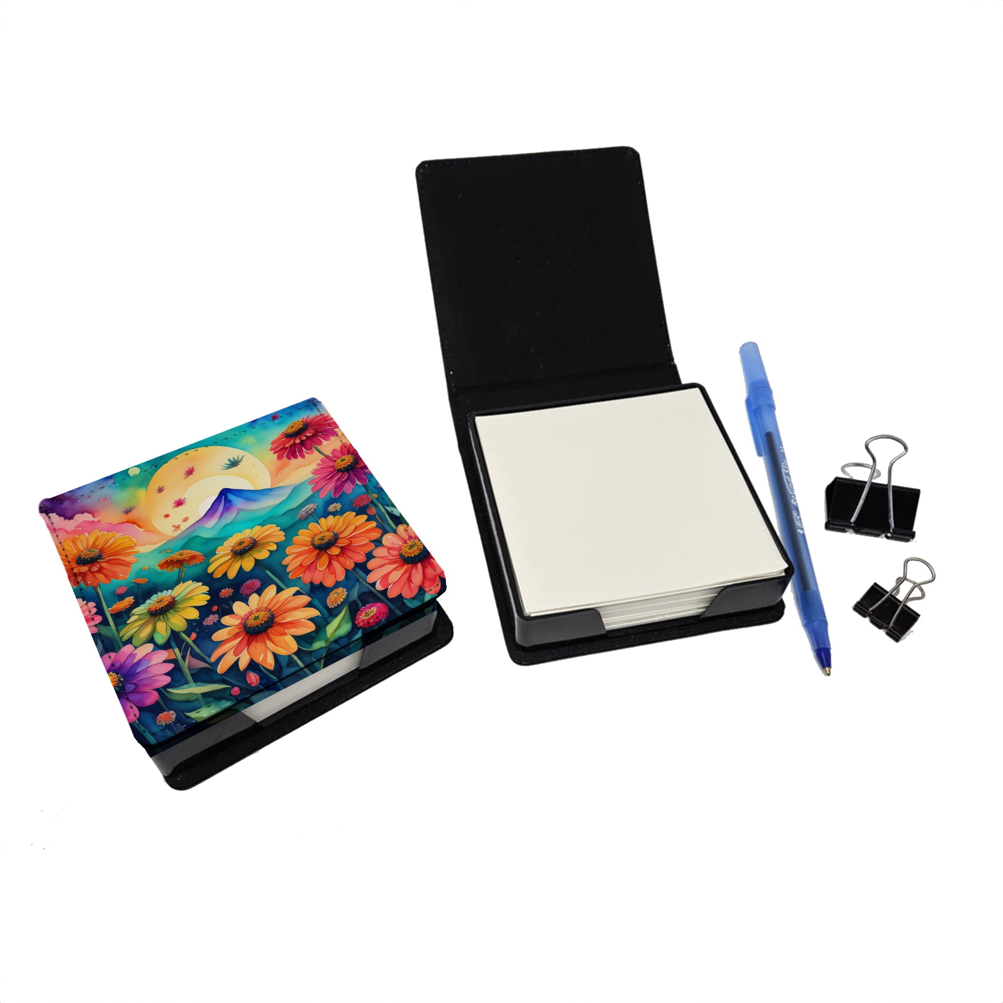 Buy this Zinnias in Color PU Leather Note Paper Holder