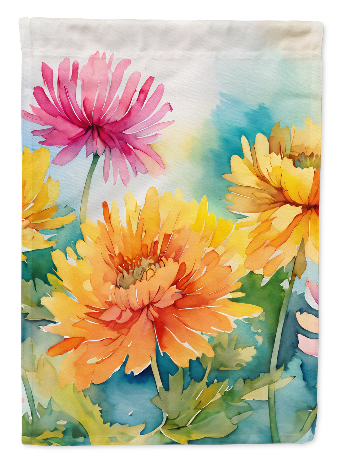 Buy this Chrysanthemums in Watercolor House Flag