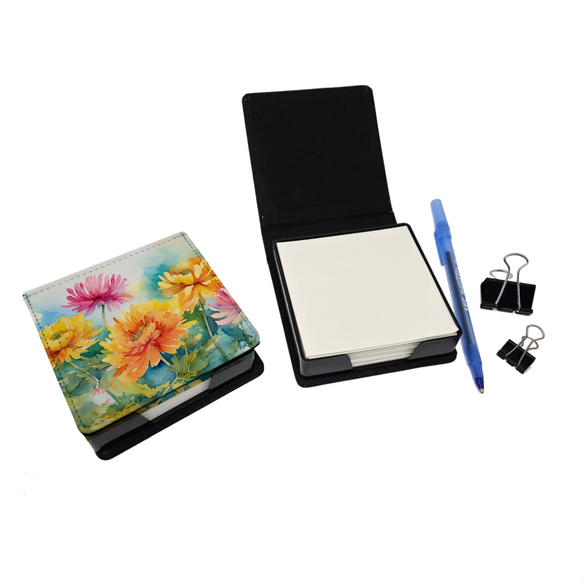 Buy this Chrysanthemums in Watercolor PU Leather Note Paper Holder