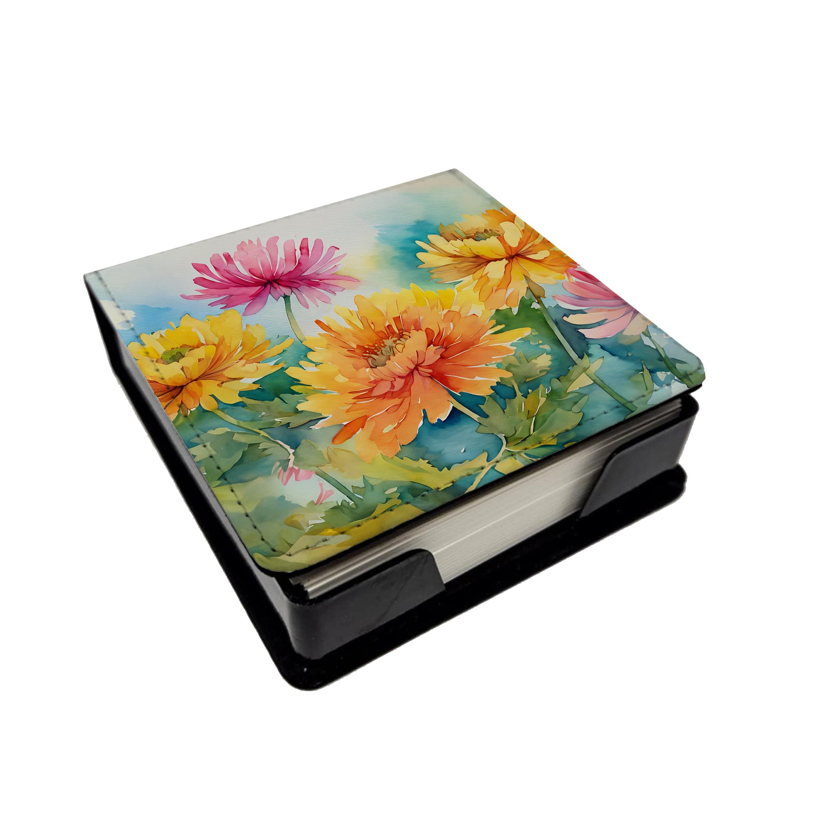 Buy this Chrysanthemums in Watercolor PU Leather Note Paper Holder