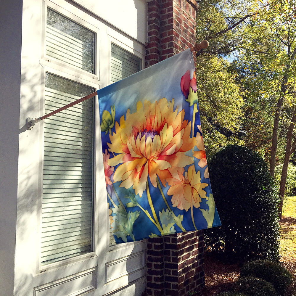 Buy this Chrysanthemums in Watercolor House Flag