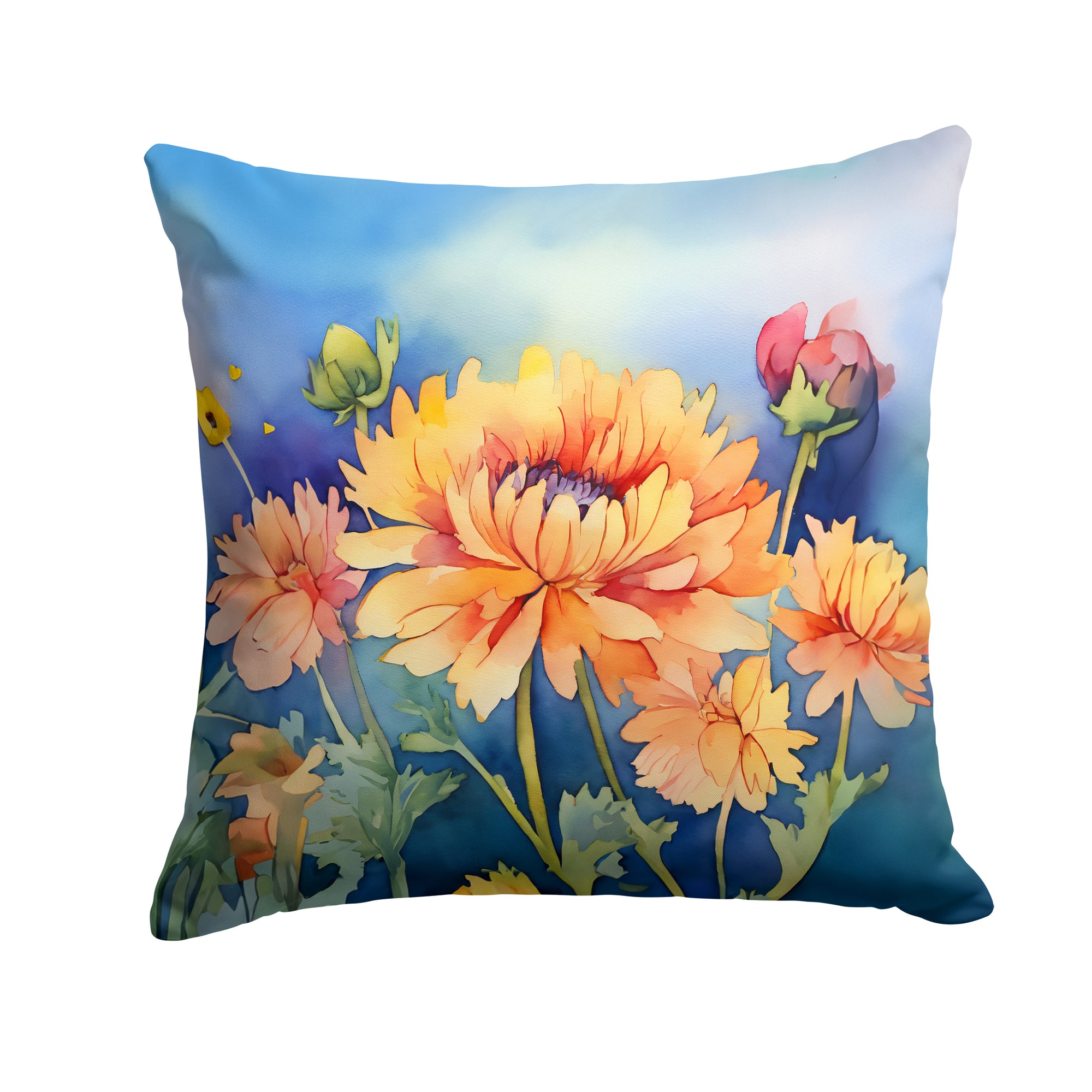 Buy this Chrysanthemums in Watercolor Throw Pillow