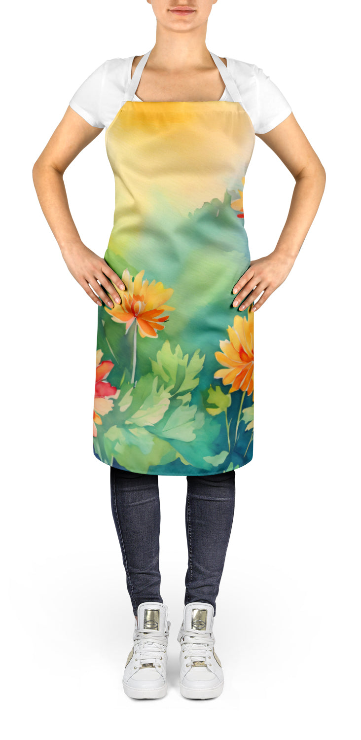 Buy this Chrysanthemums in Watercolor Apron