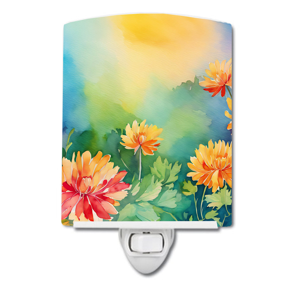 Buy this Chrysanthemums in Watercolor Ceramic Night Light