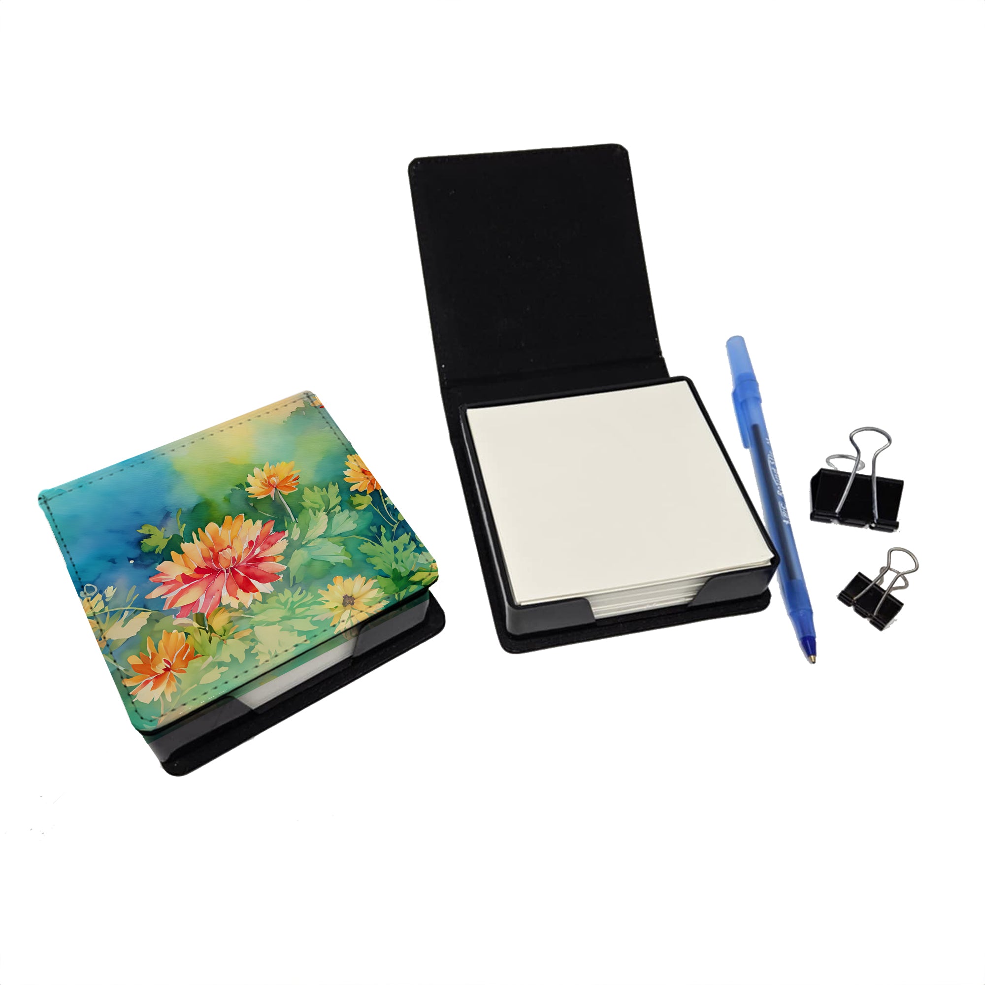 Buy this Chrysanthemums in Watercolor PU Leather Note Paper Holder