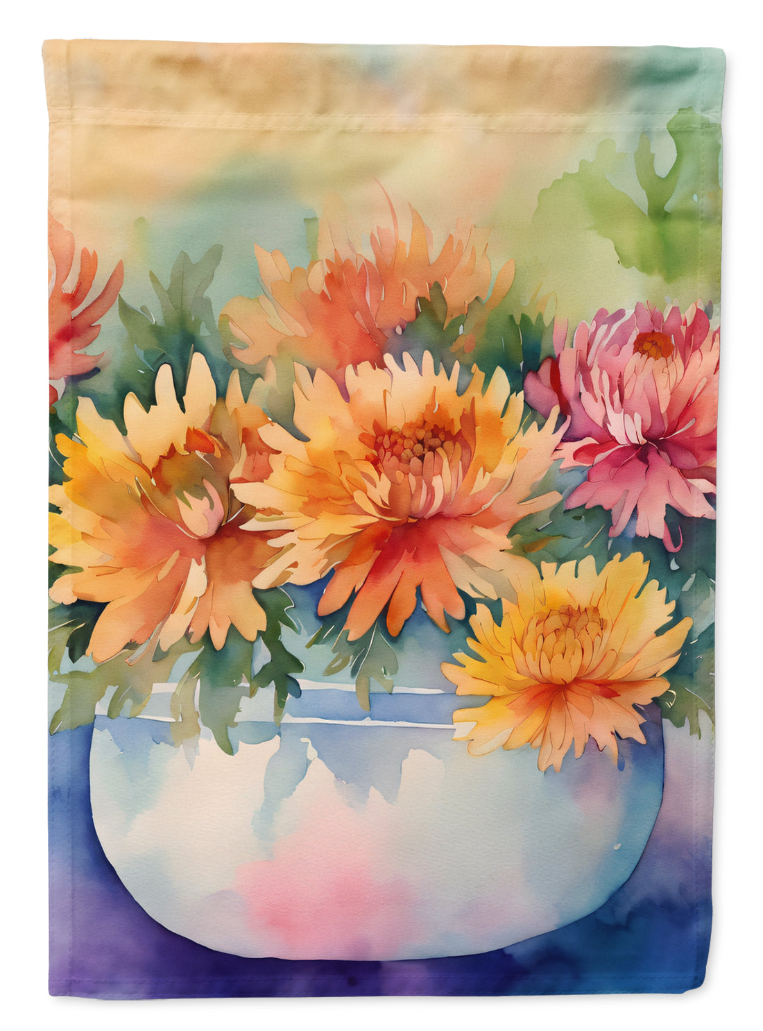 Buy this Chrysanthemums in Watercolor House Flag