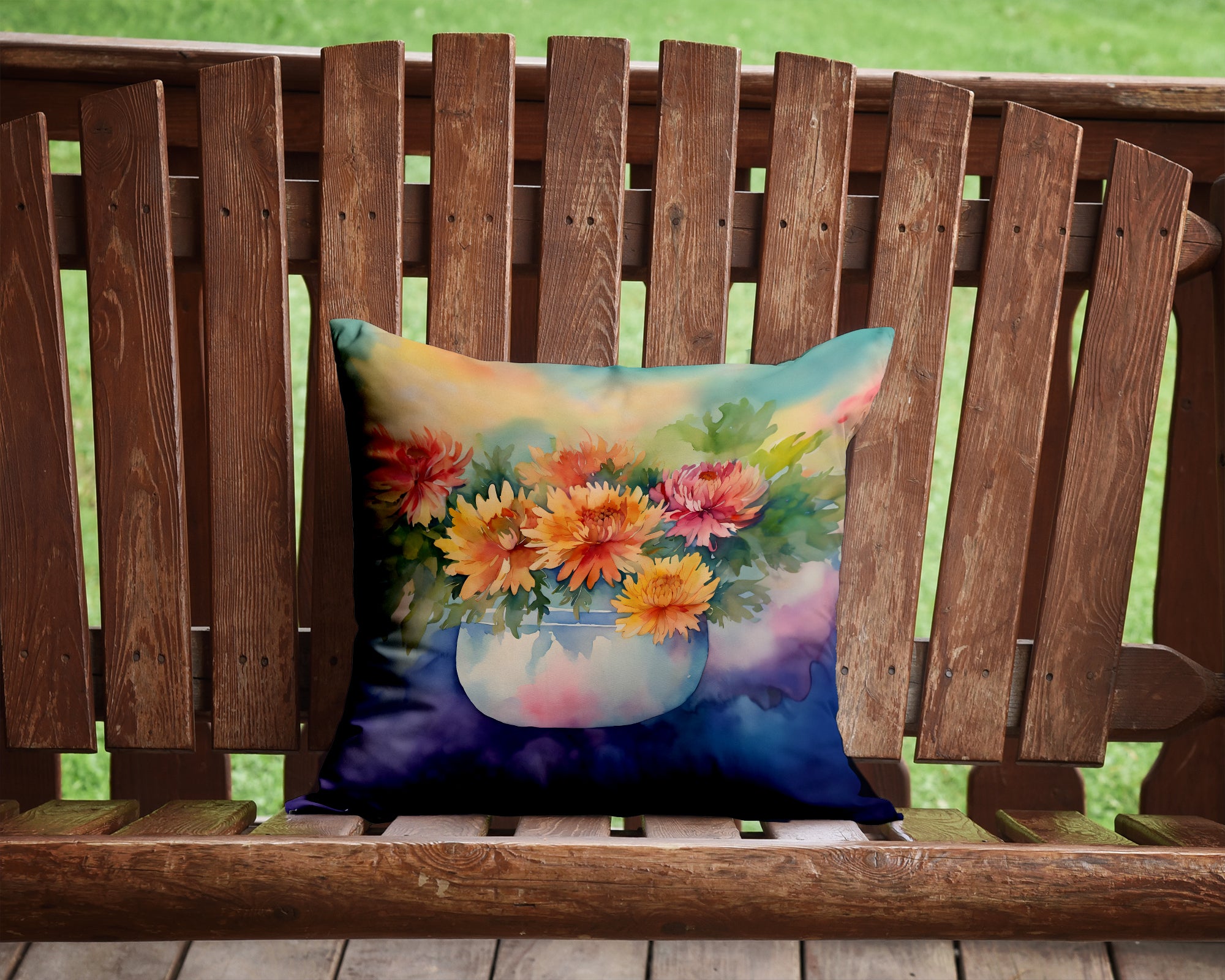 Buy this Chrysanthemums in Watercolor Throw Pillow