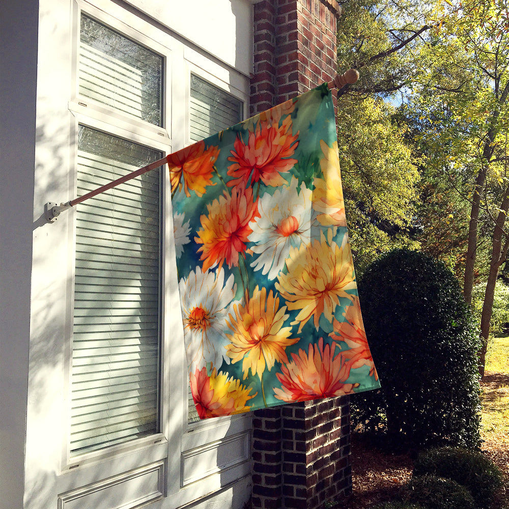 Buy this Chrysanthemums in Watercolor House Flag