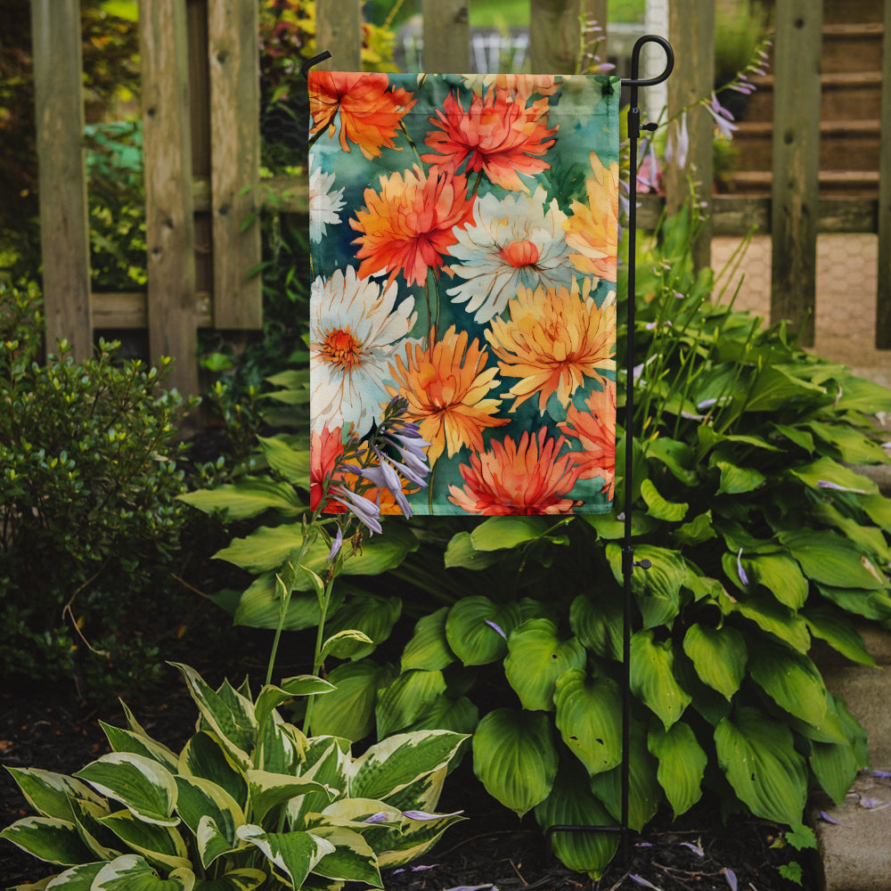 Chrysanthemums in Watercolor Garden Flag