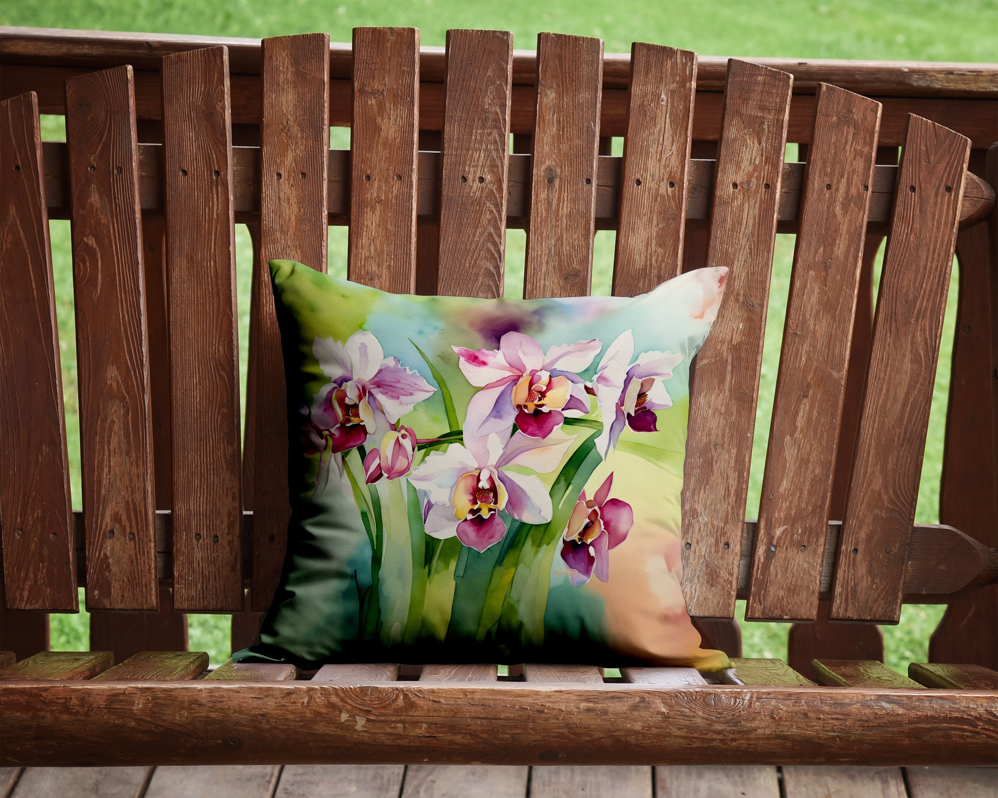 Buy this Orchids in Watercolor Throw Pillow