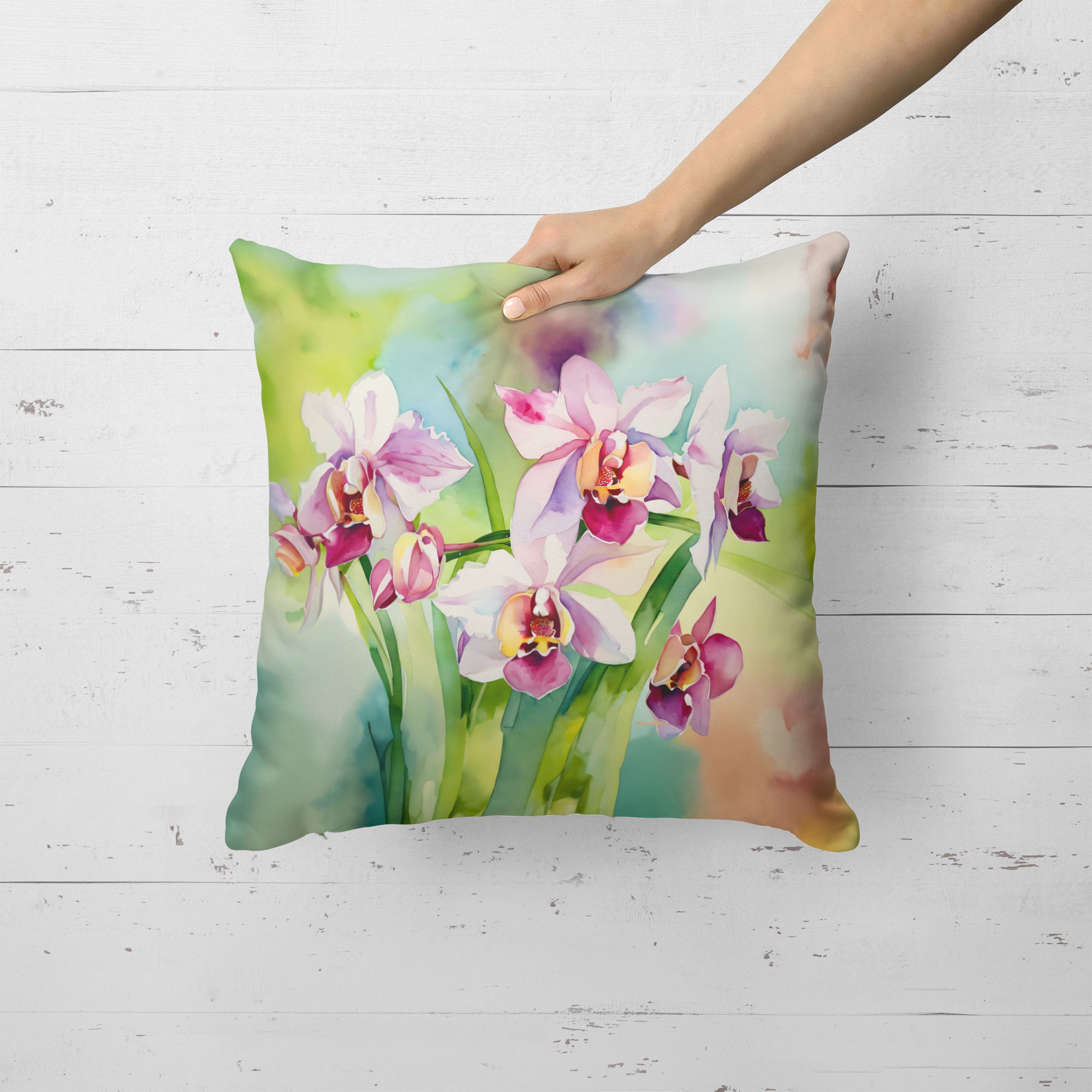 Buy this Orchids in Watercolor Throw Pillow